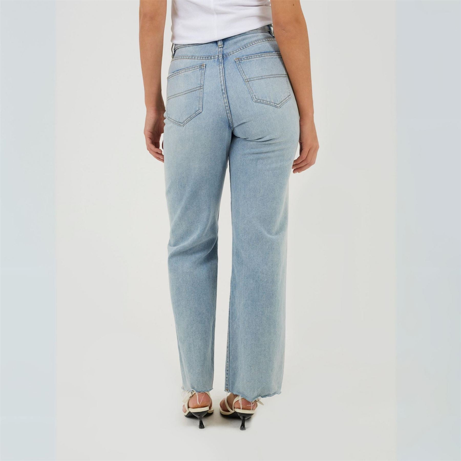 Brave Soul Womens High Waisted Wide Leg Distresed Jean