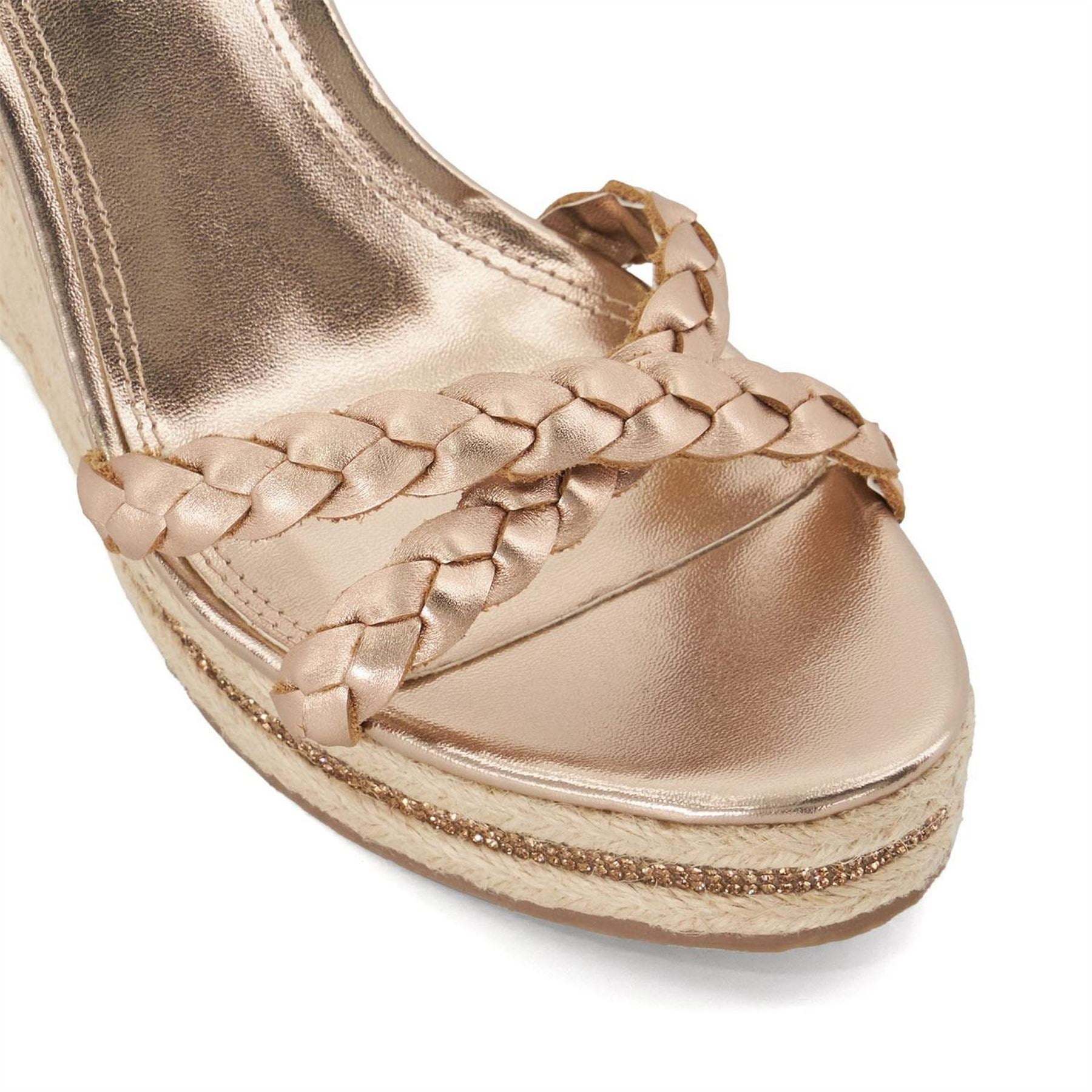 Dune London Khai Plait Detail Embellished Wedge Sandals
