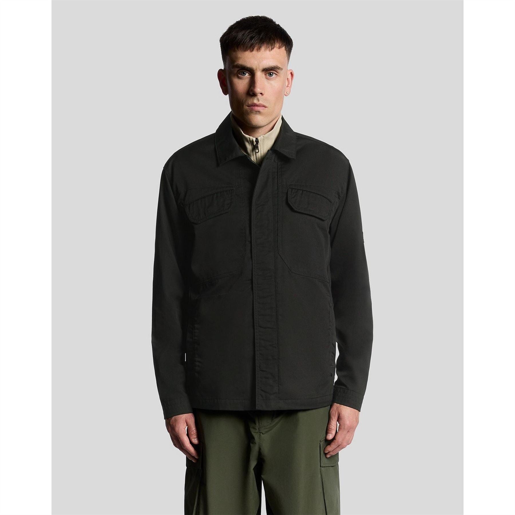 Lyle and Scott Solid Patterned Overshirt with Flap Pocket