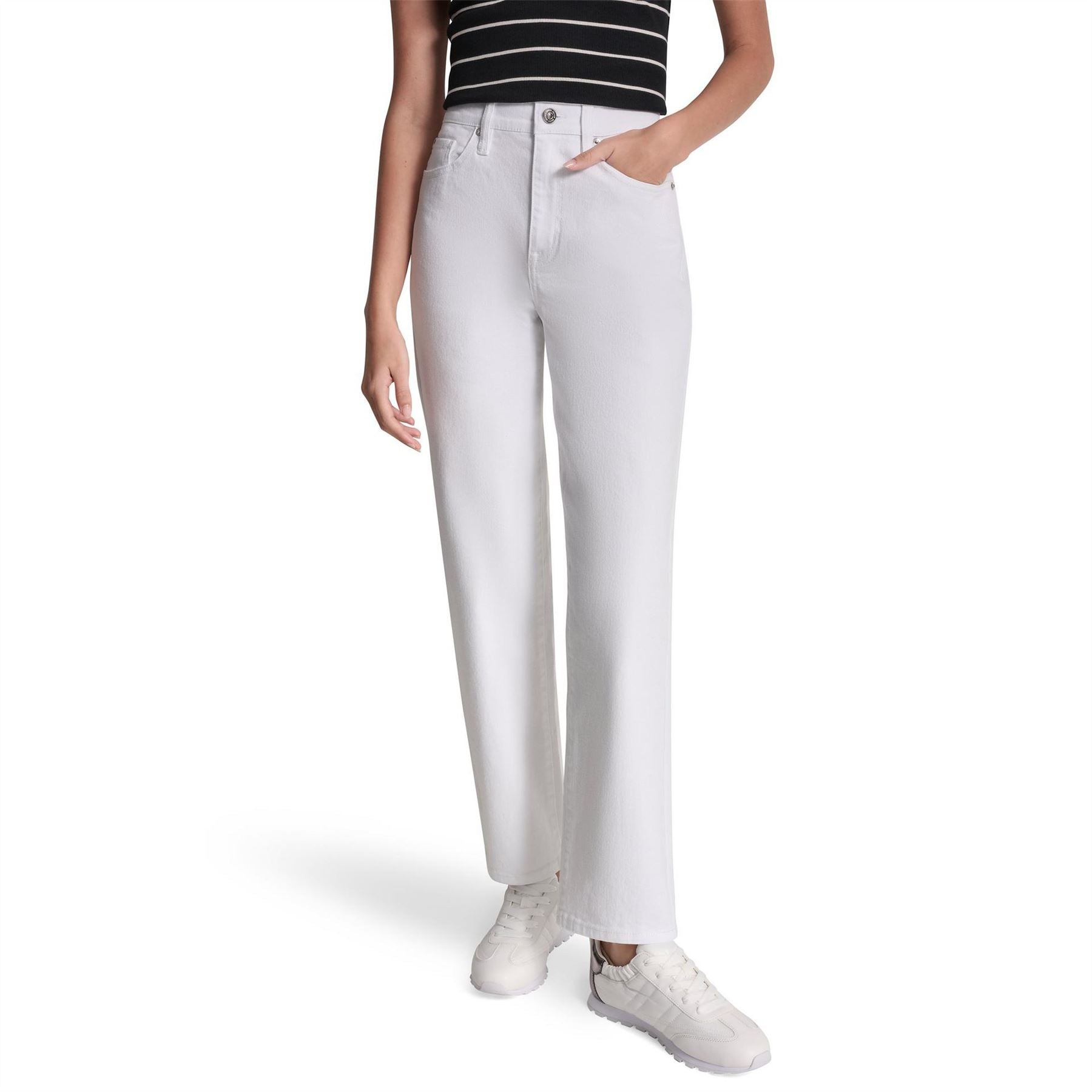 DKNY Jeans Hi Rise Classic Straight Denim Jeans