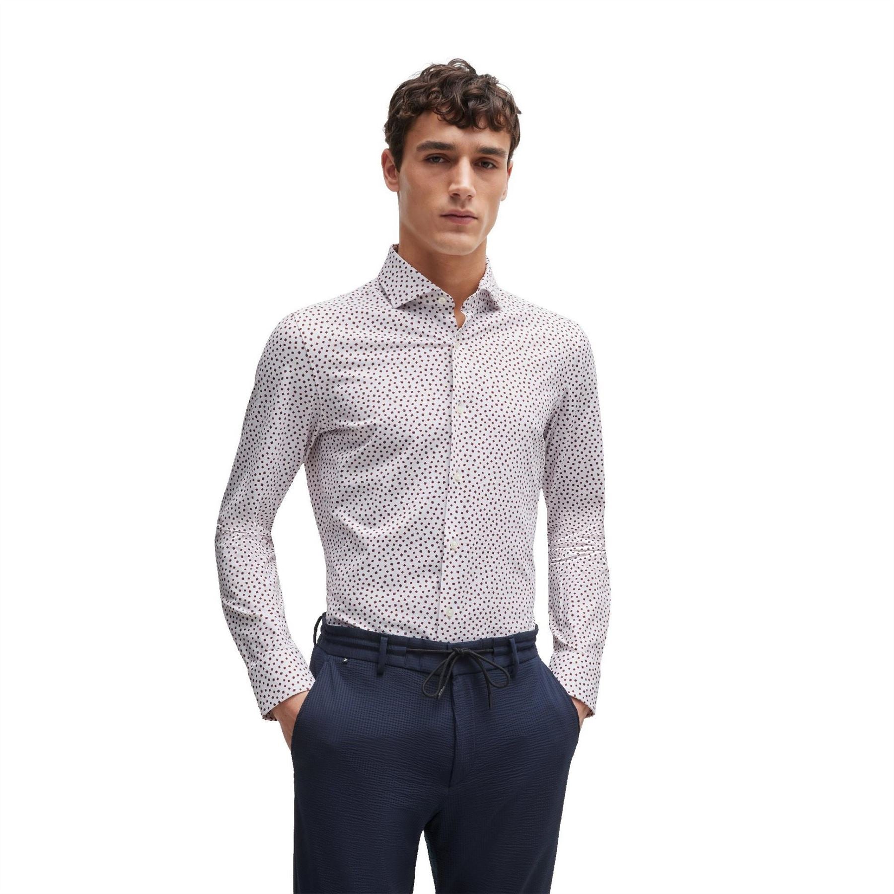 Boss Spread Collar Slim Fit Long Sleeve Oxford Shirt