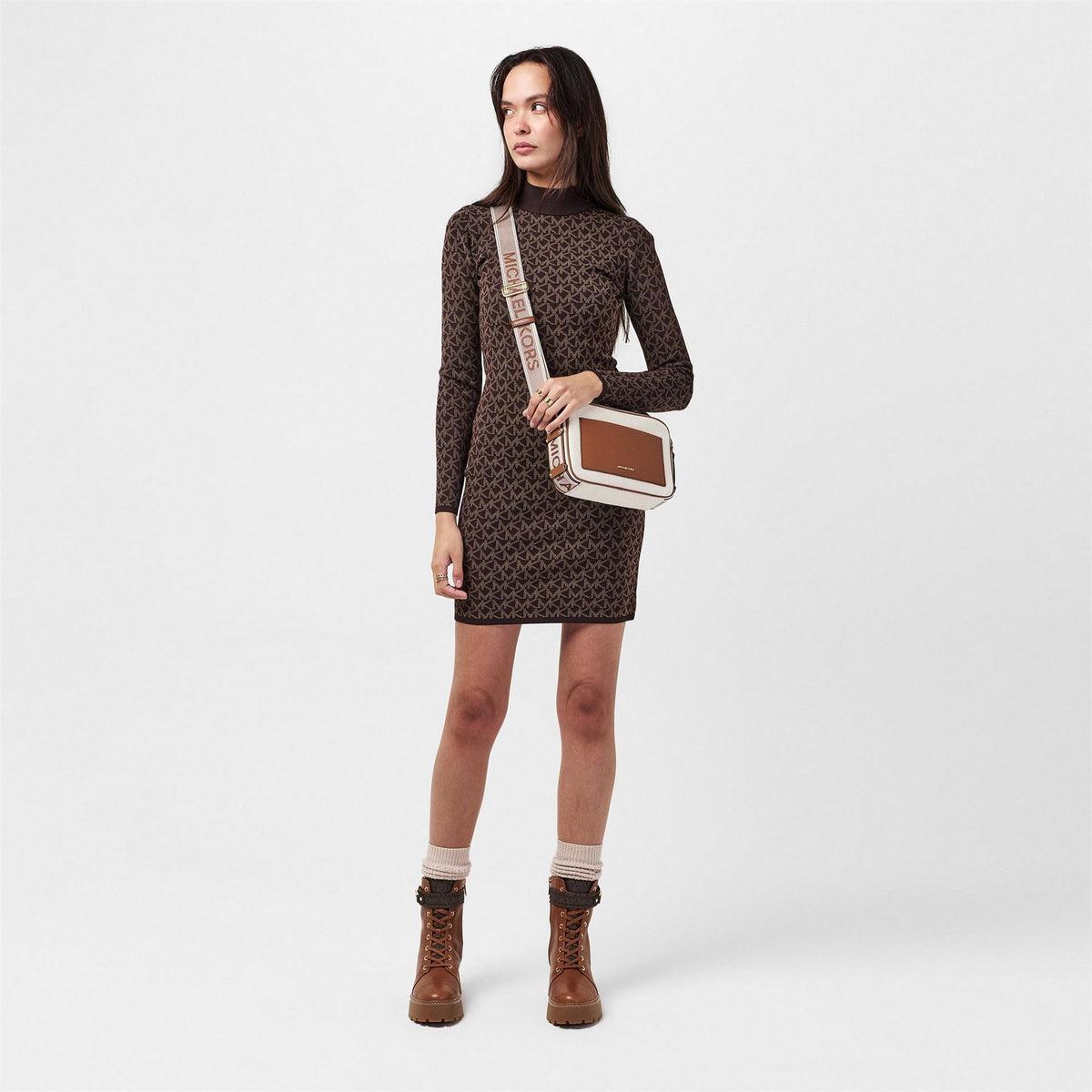 MICHAEL Michael Kors Jacquard Funnel Neck Dress