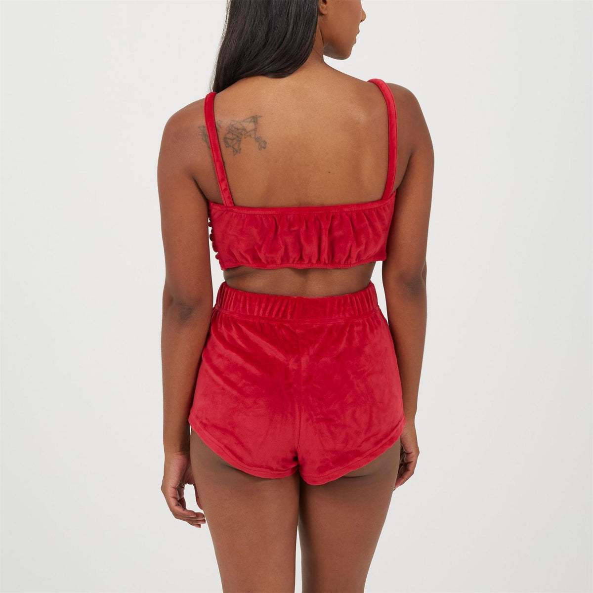 Brave Soul Womens Velour Braletter And Matching Shorts Lounge Set