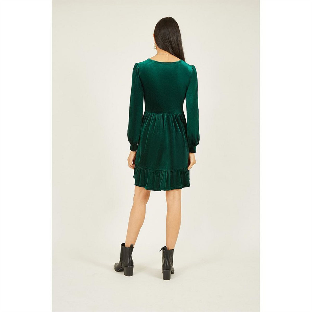 Mela London Velvet Long Sleeve Skater Dress
