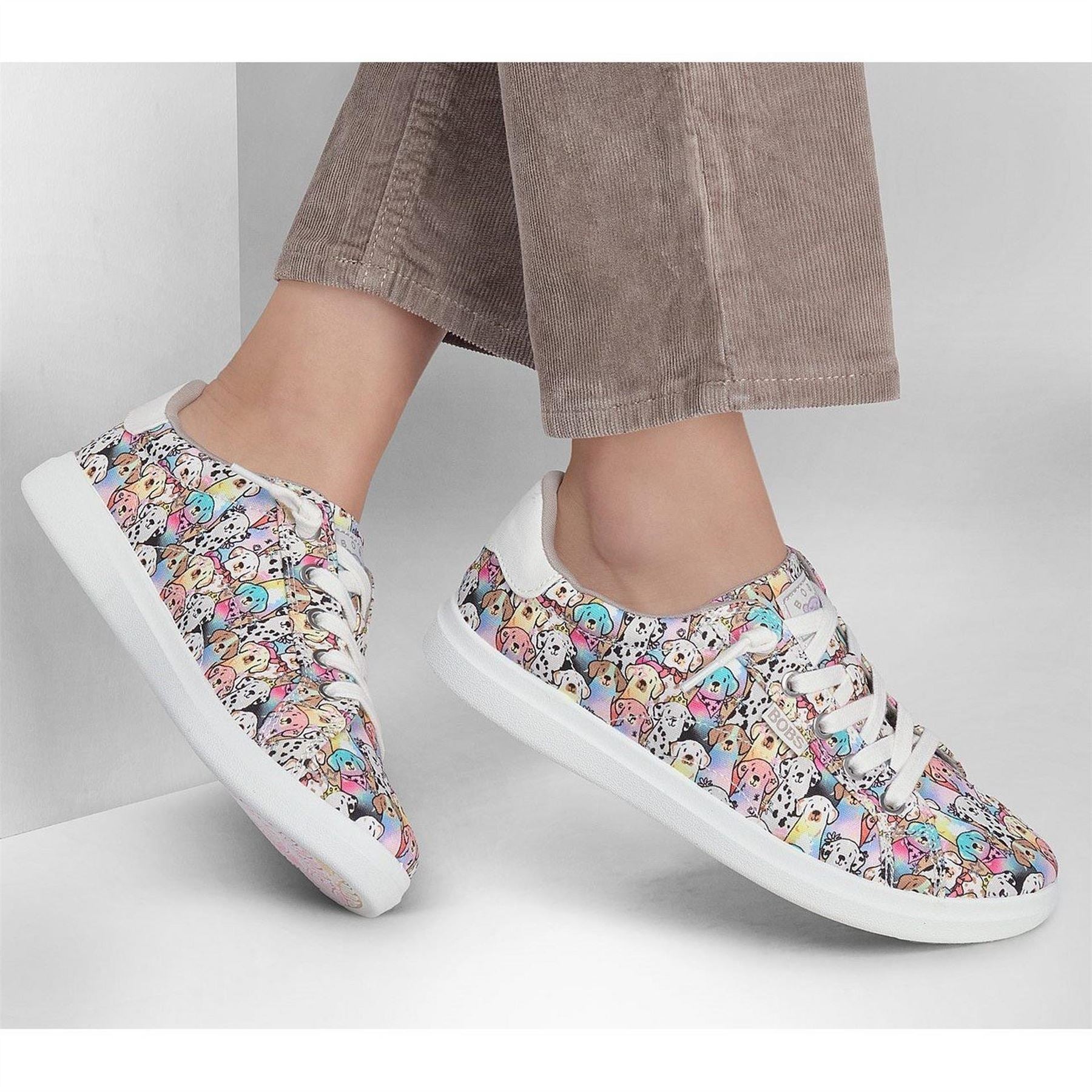 Skechers Bobs D Vine Dog Graphic Canvas Low Top Sneakers