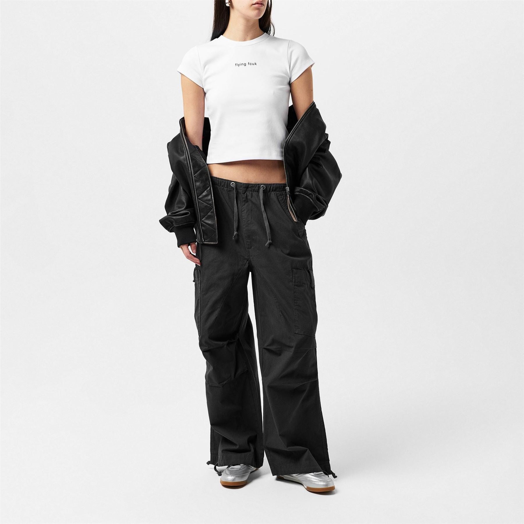 FCUK Cropped Crew Neck Short Sleeve T-Shirt