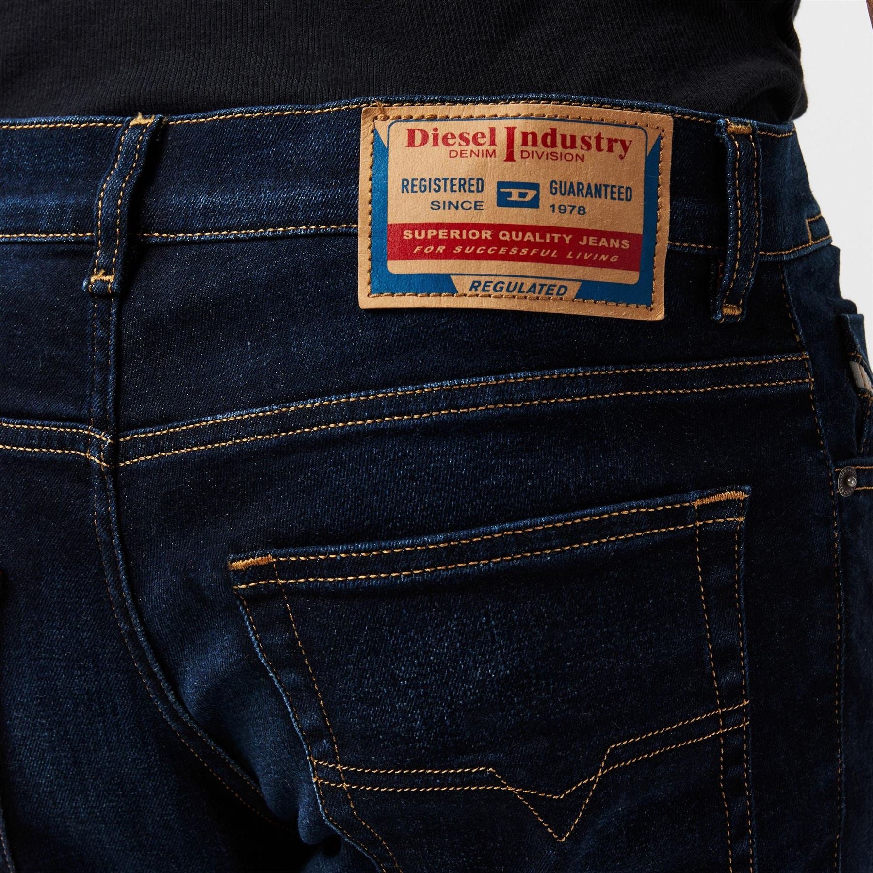 Diesel Five Pocket Tapered Fit Jeans
