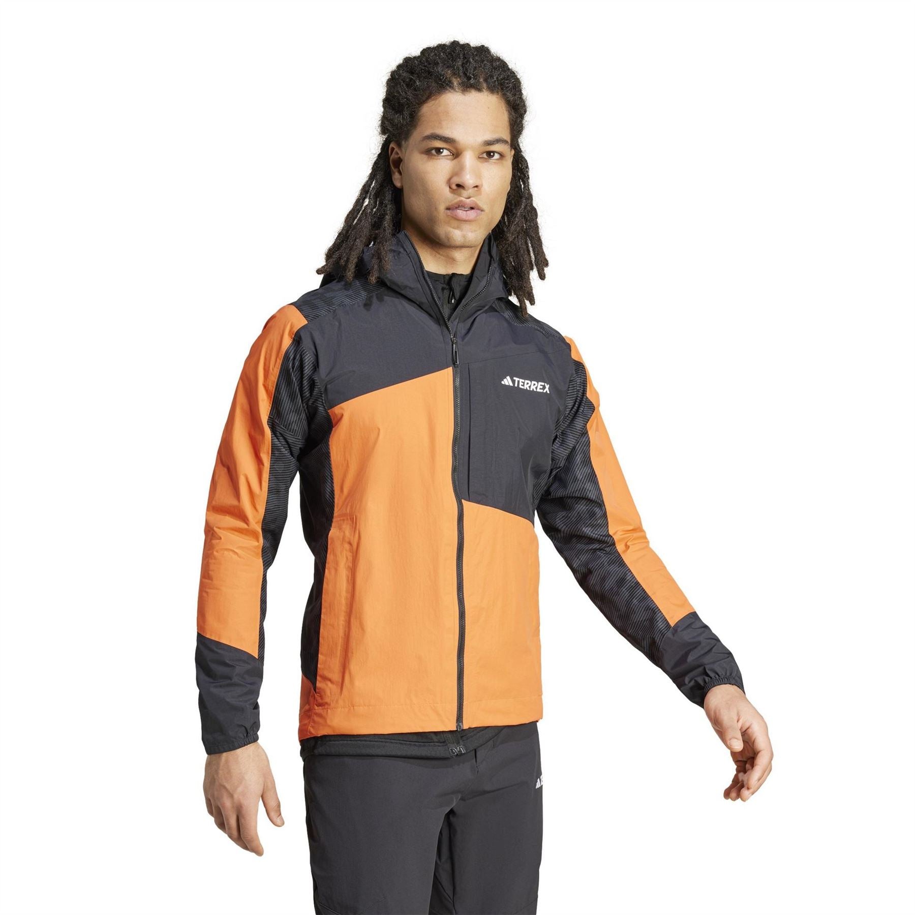 adidas XPR Hybrid Hooded Full Zipper Color Block Rain Jacket