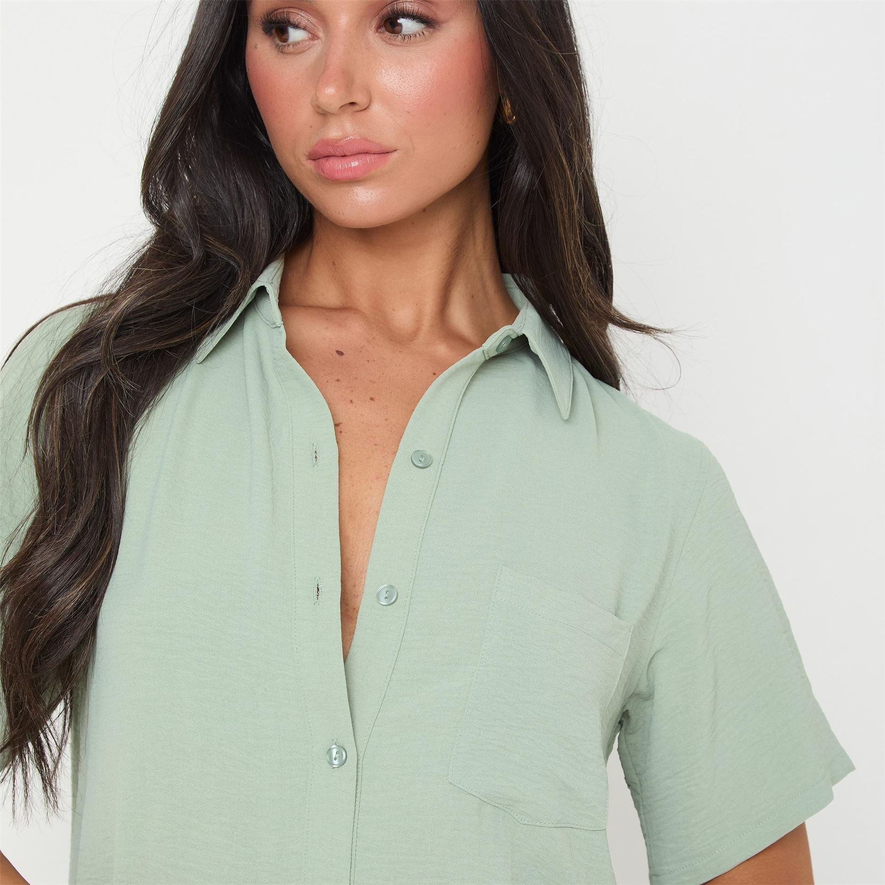 I Saw It First Crepe Short Sleeve Shirt