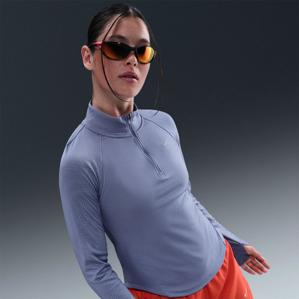 Nike Tech Mock Zip Neck Long Sleeve Athletic Top