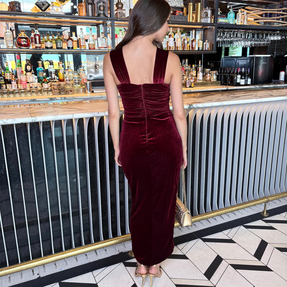 AX Paris Velvet Knot Detail Wrap Skirt Midi Dress