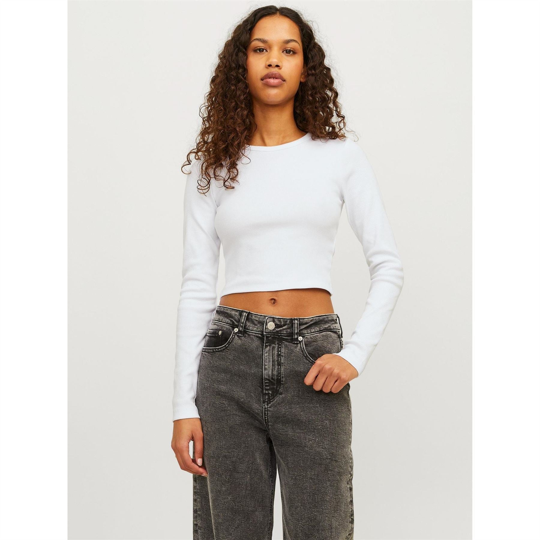 JJXX Feline Slim Fit Cropped Long Sleeve T-Shirt