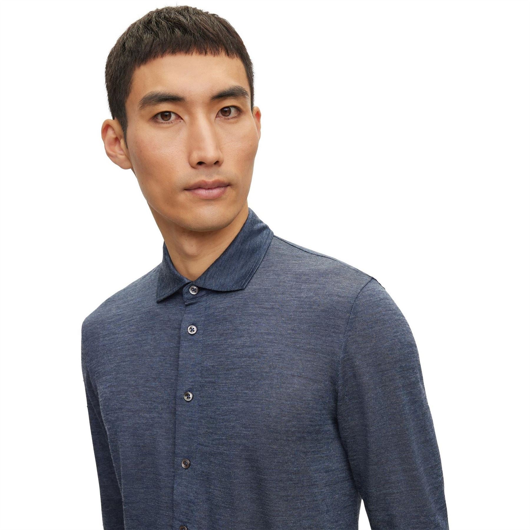 Boss Collared Neck Long Sleeve Regular Fit Shirt