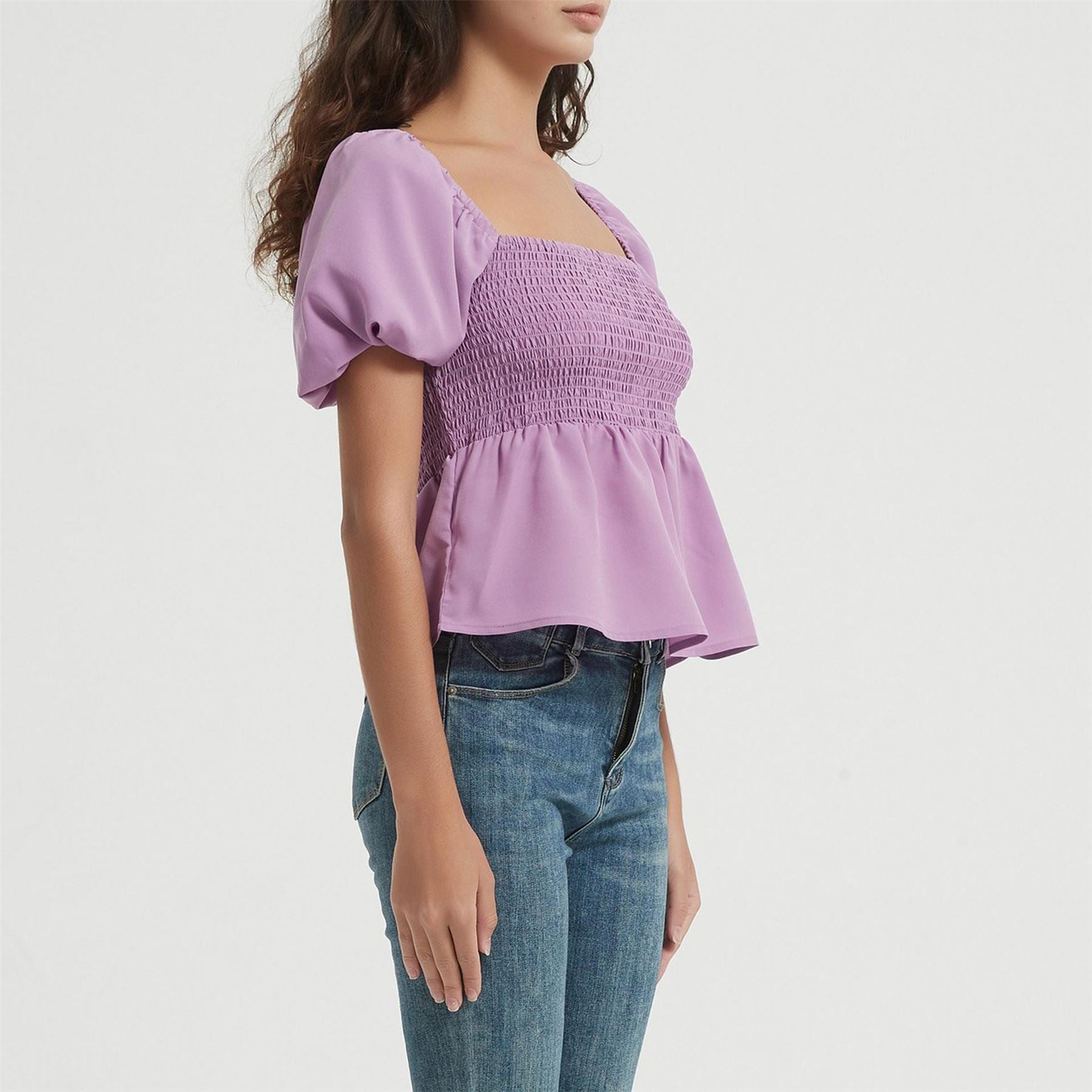 Be You Square Neck Regular Fit Short Sleeve Blouse