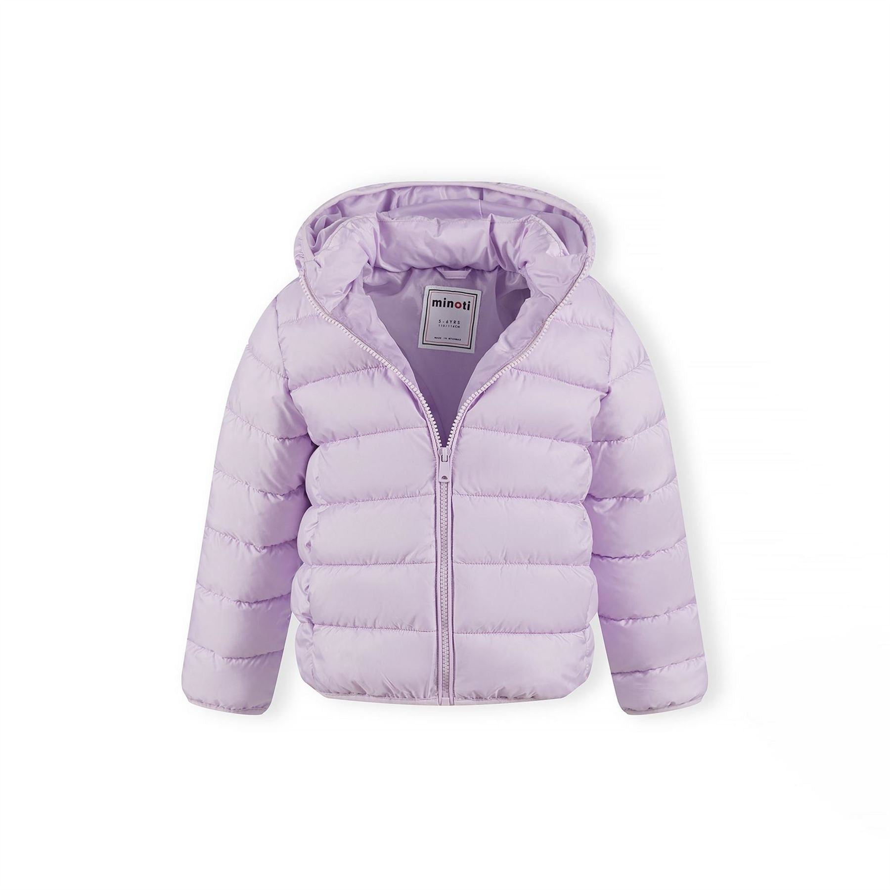 Minoti Girls Quilted Jacket Detachable Hood Lilac