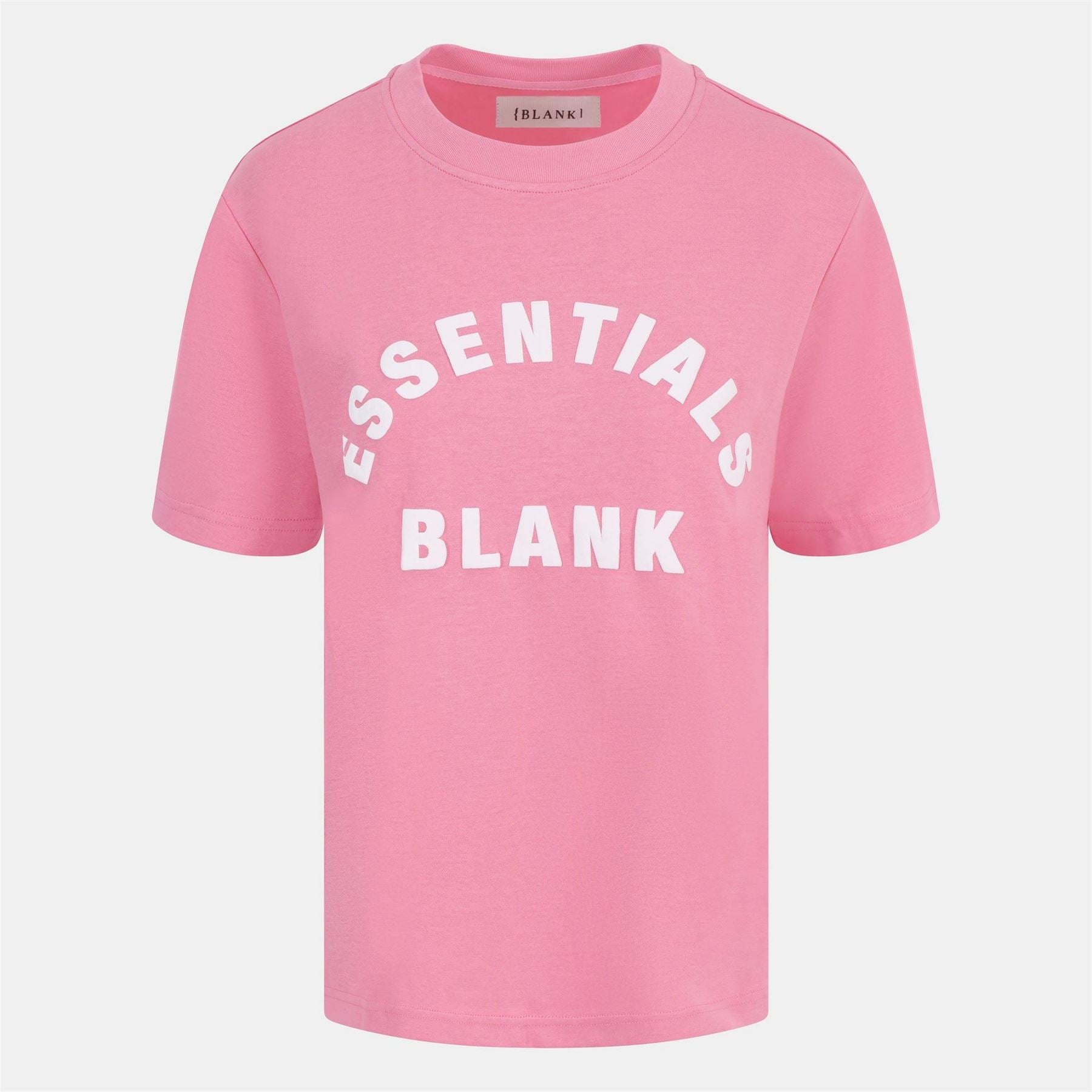 Blank Essentials Lettering Crew Neck Ribbed Collar Short Sleeve Boyfriend T-Shirt