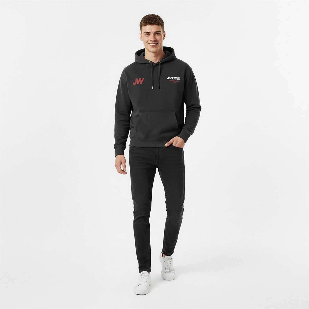 Jack Wills Blur Lettering Hooded Relaxed Sweatshirt