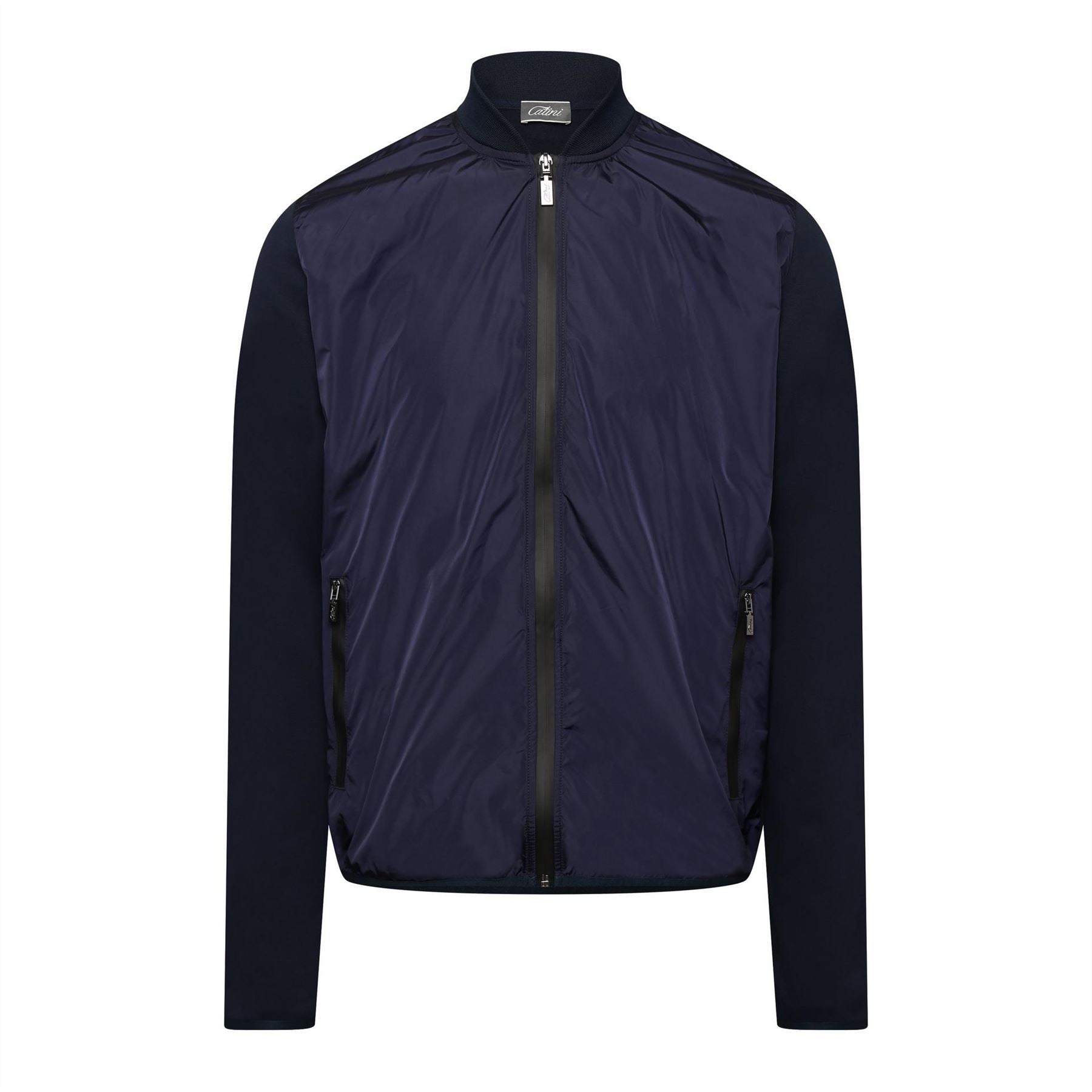 Catini Trentino Solid Bomber Jacket with Zipped Pocket and Woven Cuff