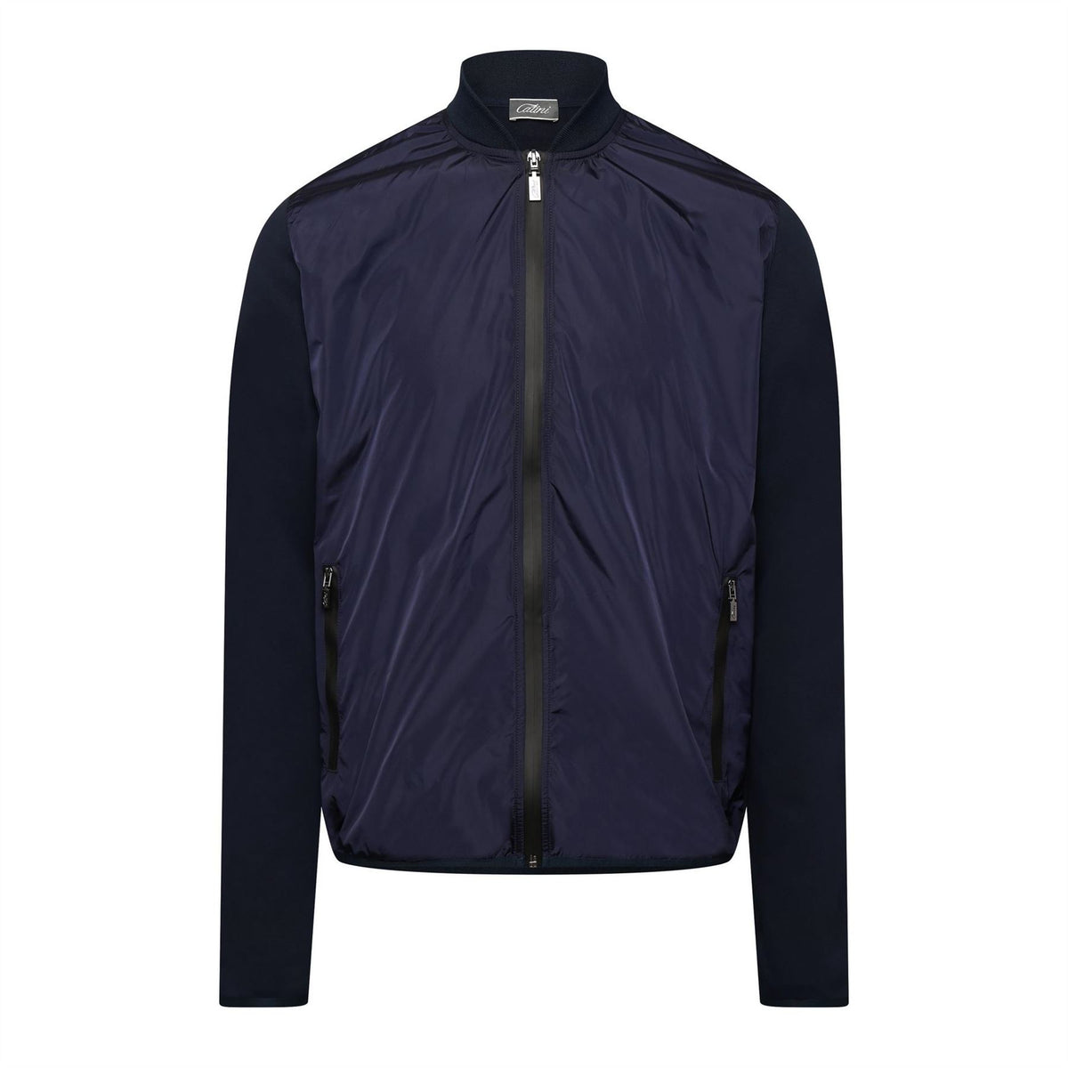 Catini Trentino Solid Bomber Jacket with Zipped Pocket and Woven Cuff