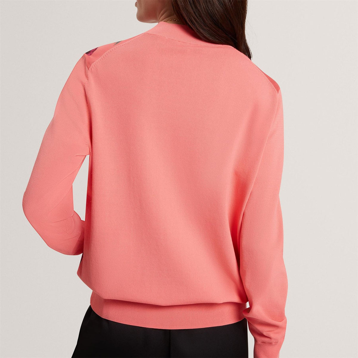 Ted Baker Baker Botanical Print Front Long Sleeve Knit Top