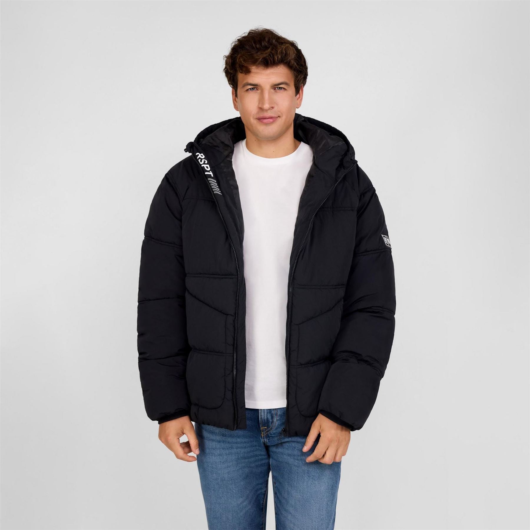 Minoti Boys Quilted Jacket With Hood And Zip Pockets Black