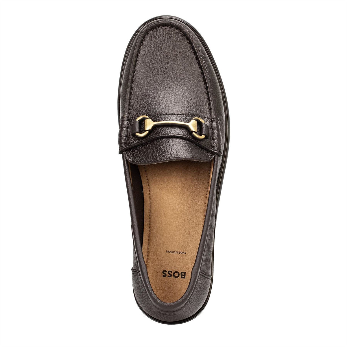 Boss Leather Slip On Loafers With Embossed Logo (tevan)