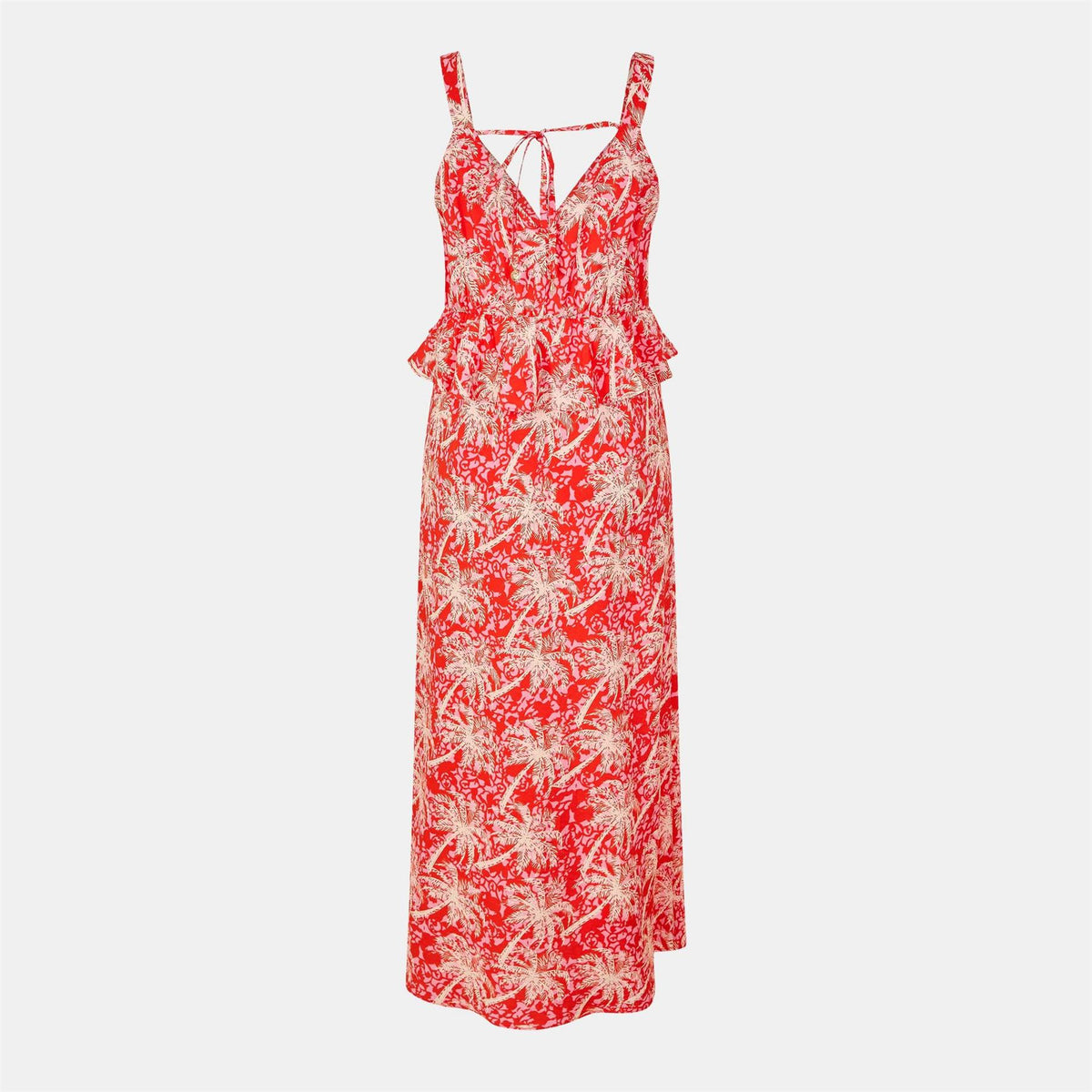Biba Tree Print Tie Back V-Neck Maxi Sun Dress