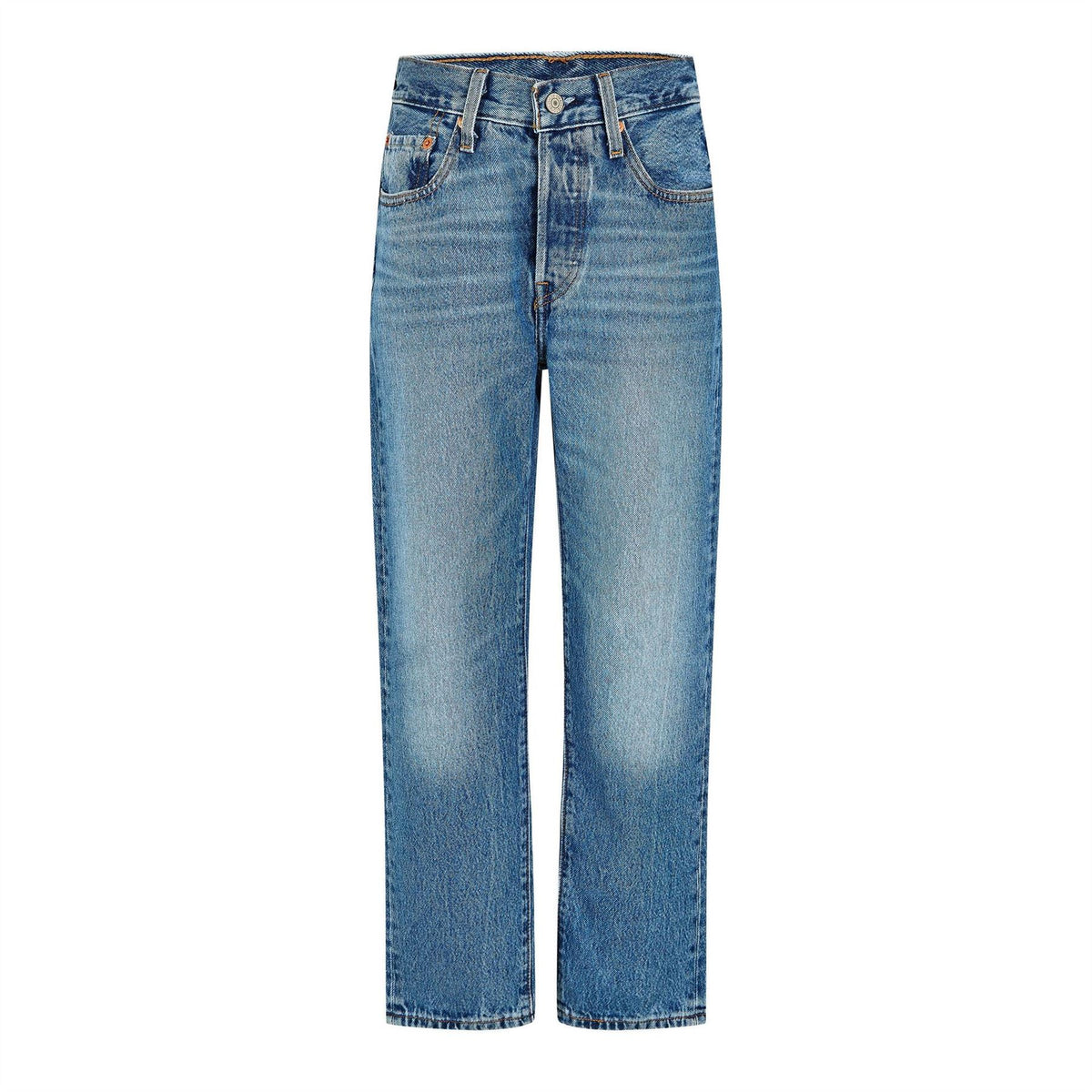 Levis 501 Cropped Mid Rise Cotton Straight Leg Jeans