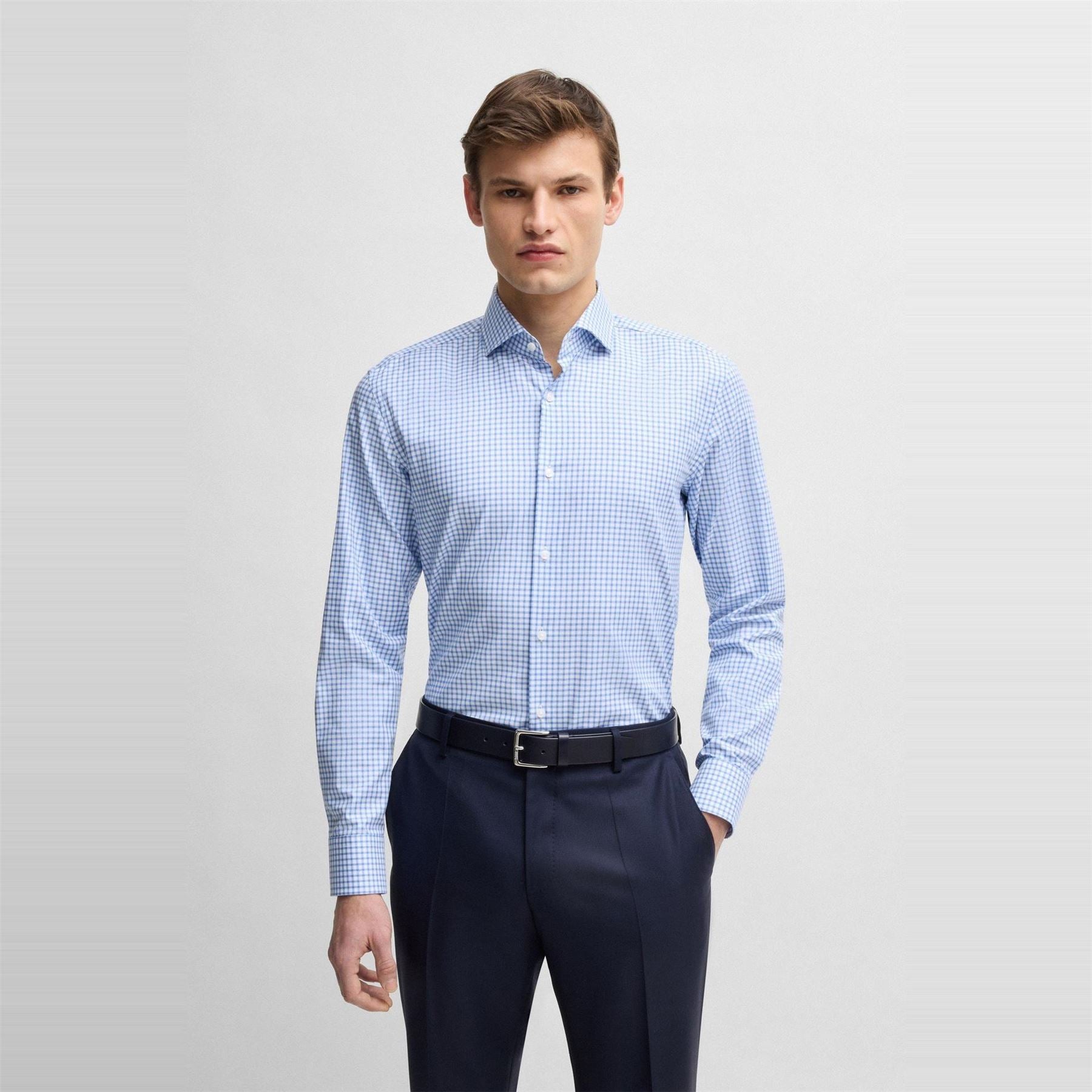 Boss Hbb Hhank Spread C1 Plain Long Sleeve Shirt