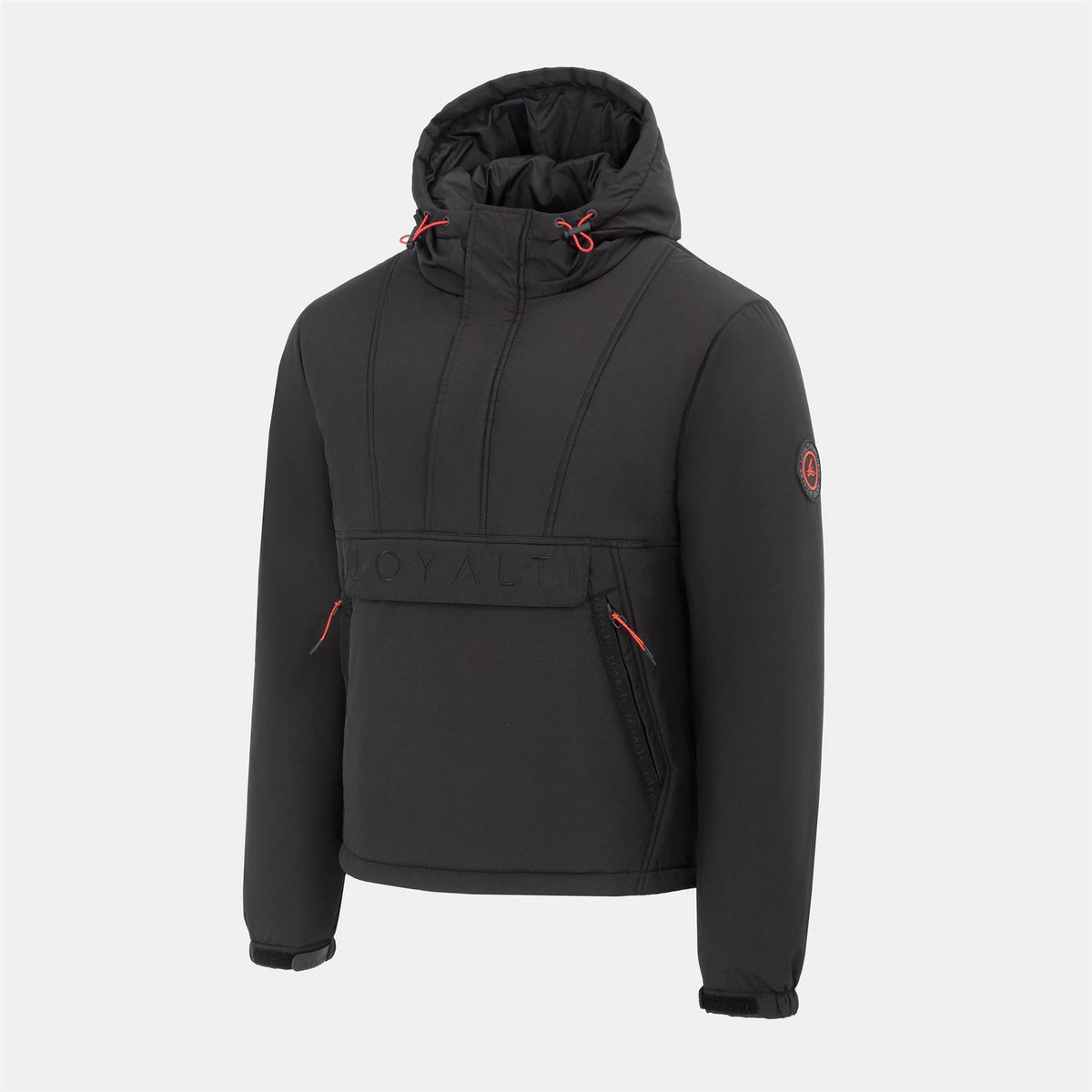 Loyalti Vision Hooded Half Zipper Solid Patterned Bomber Jacket