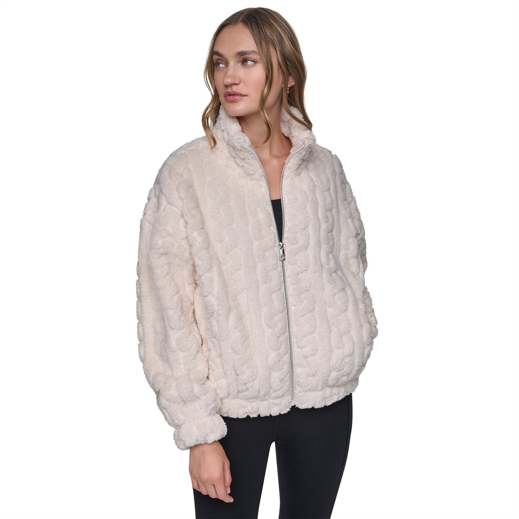 DKNY Cable FulL-Zip Sherpa Ld64