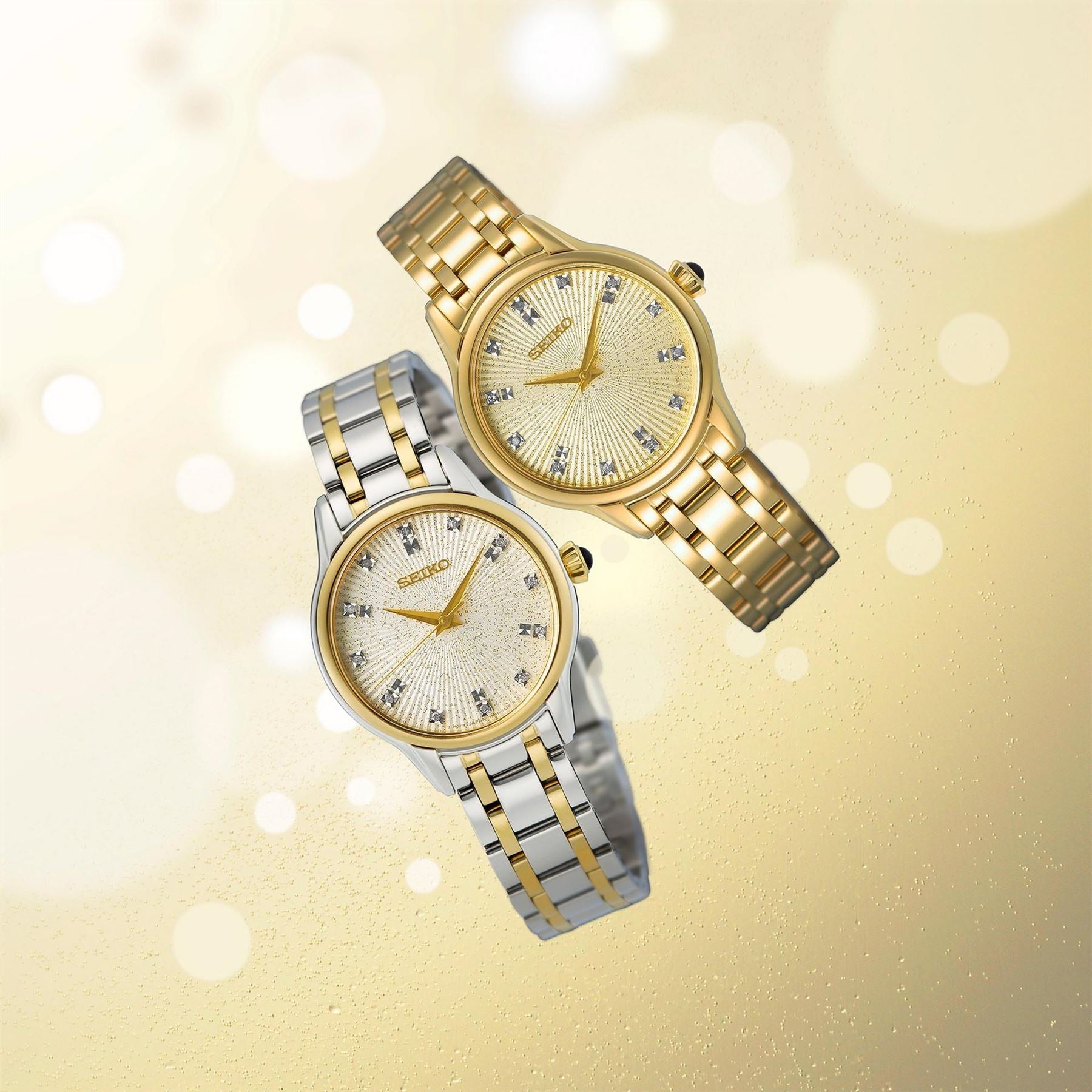 Seiko Set Yellow Gold Bracelet Analogue Dress Watch