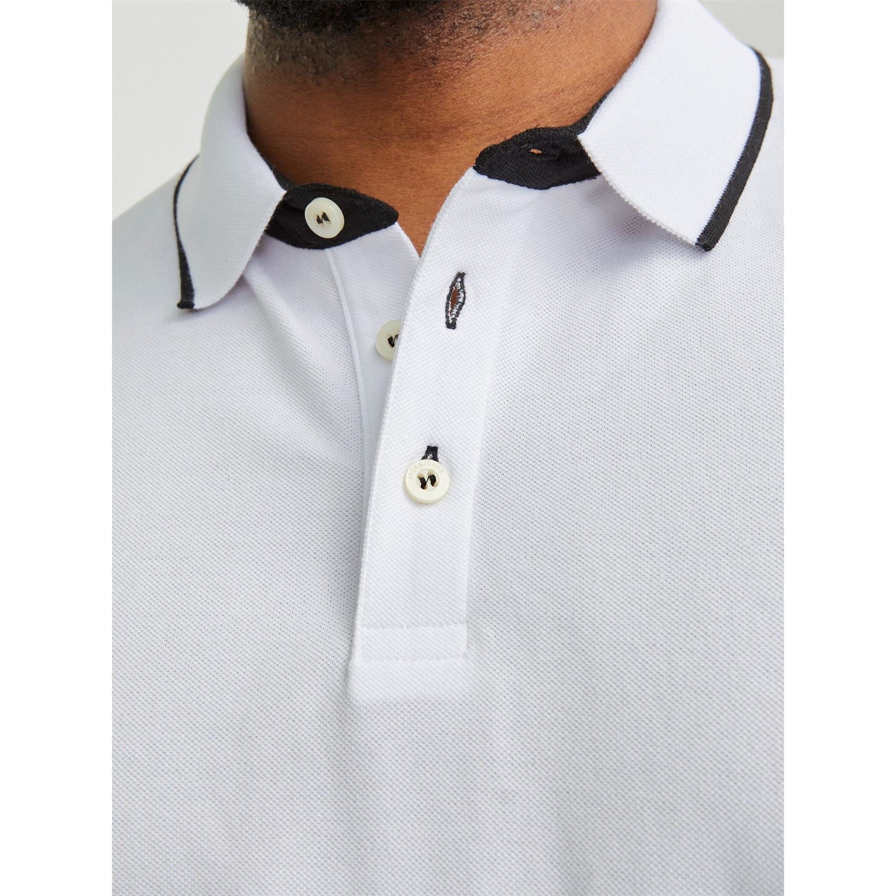 Jack and Jones Mens Paulos Tipped Pique Short Sleeve Polo Shirt Plus Size