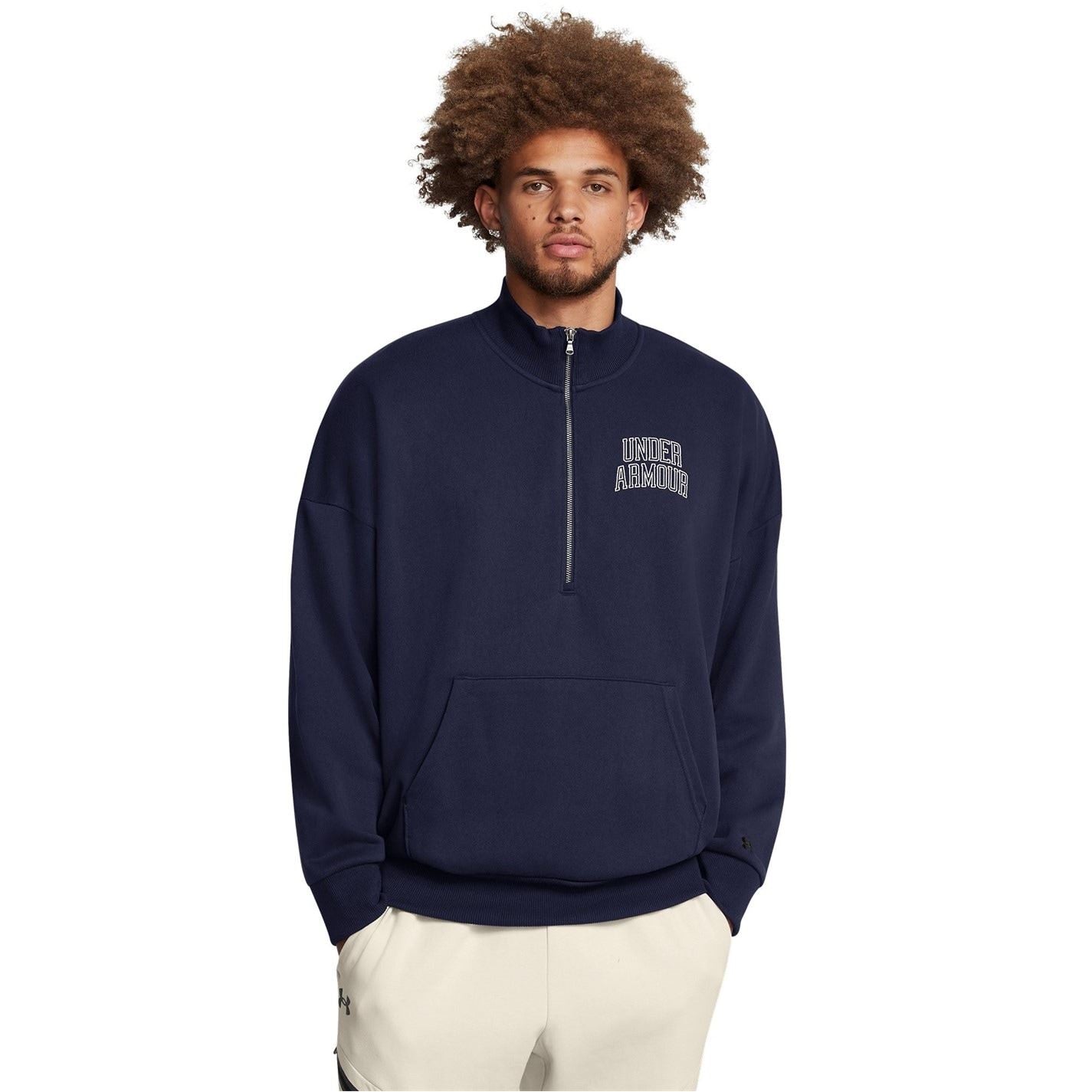Under Armour Icon Zip Neck Ribbed Collar Long Sleeve Sweatshirt