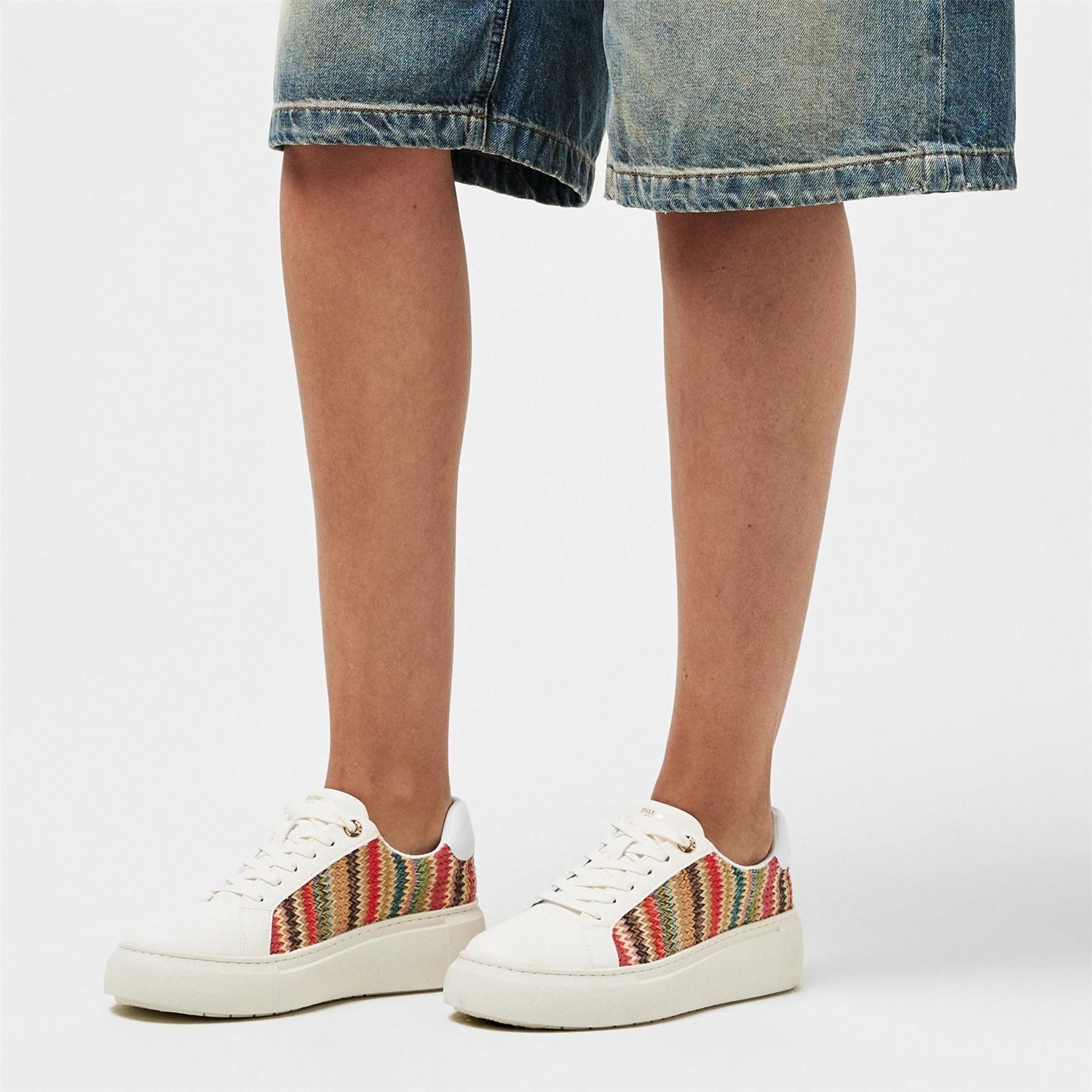 Dune London Chevron Patterned Platform Lace-Up Sneakers