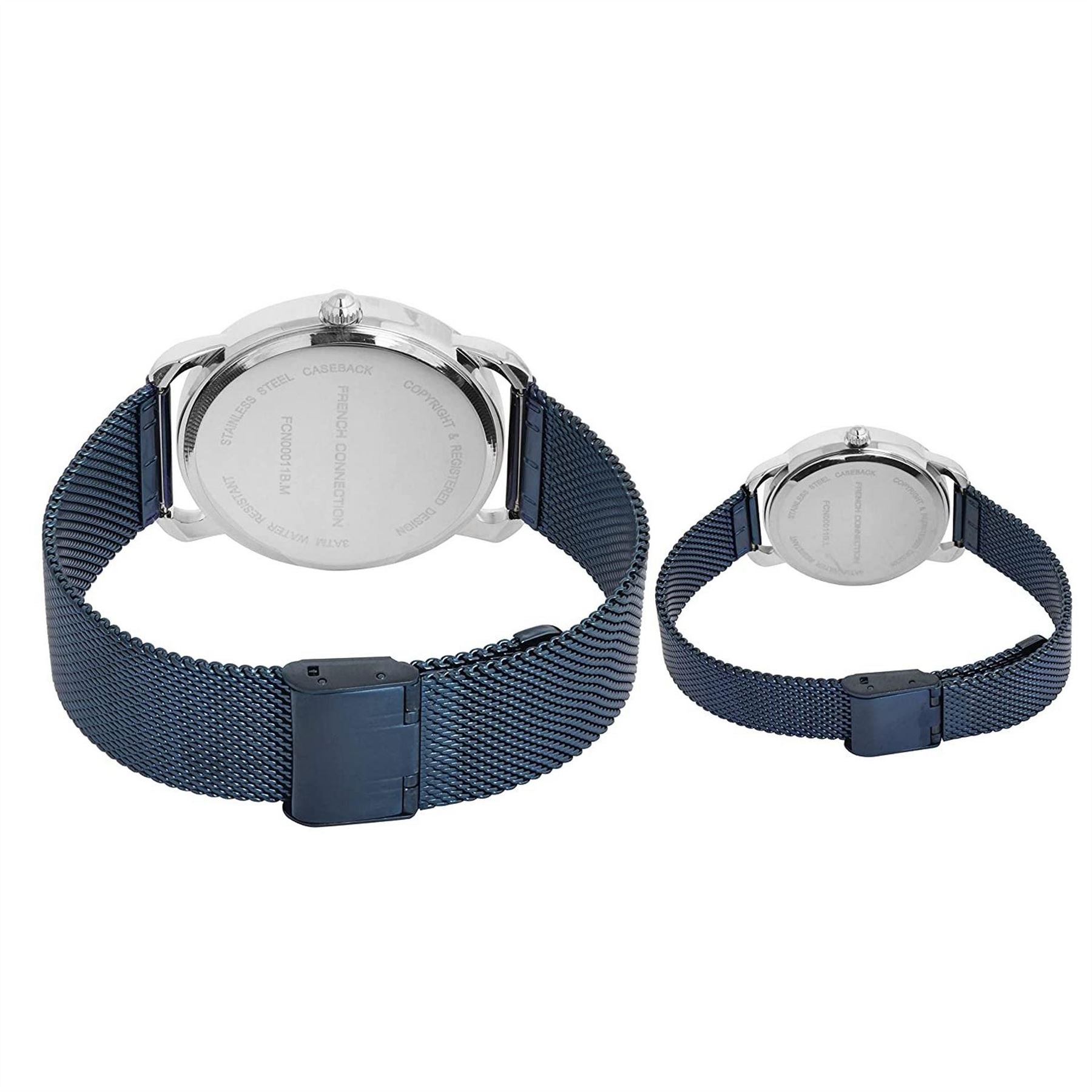 French Connection Connection Analog Blue Dial Pair Watch