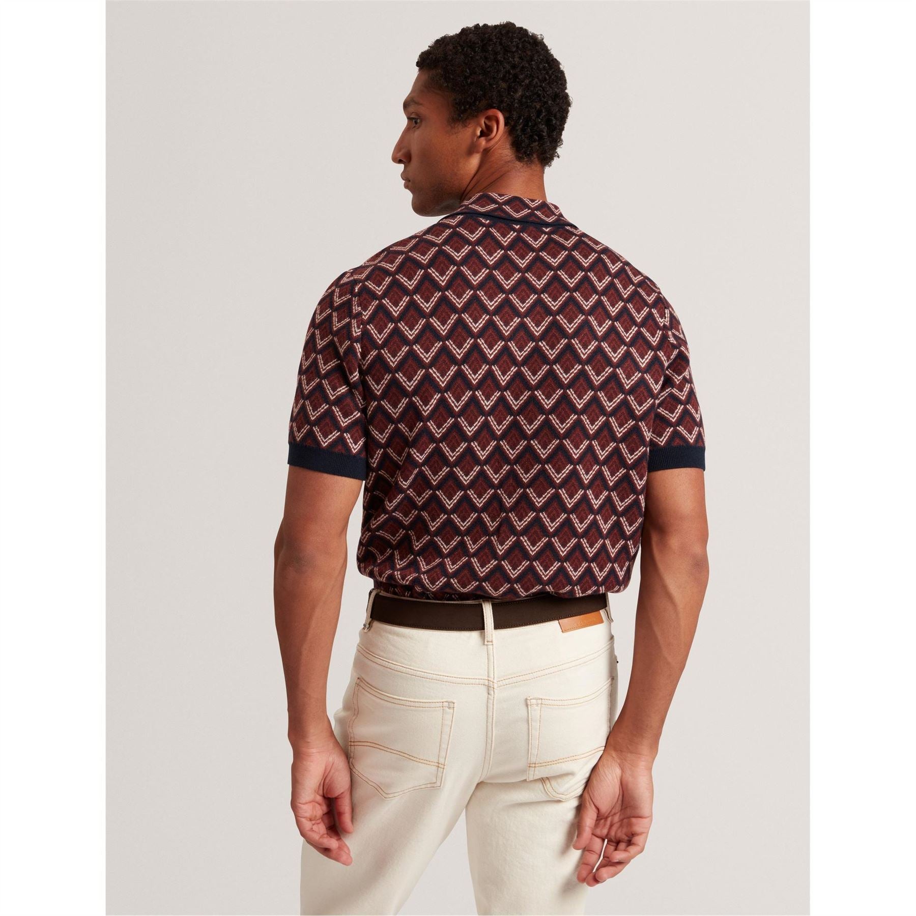 Ted Baker Jacquard Collared Neck Short Sleeve Polo Shirt