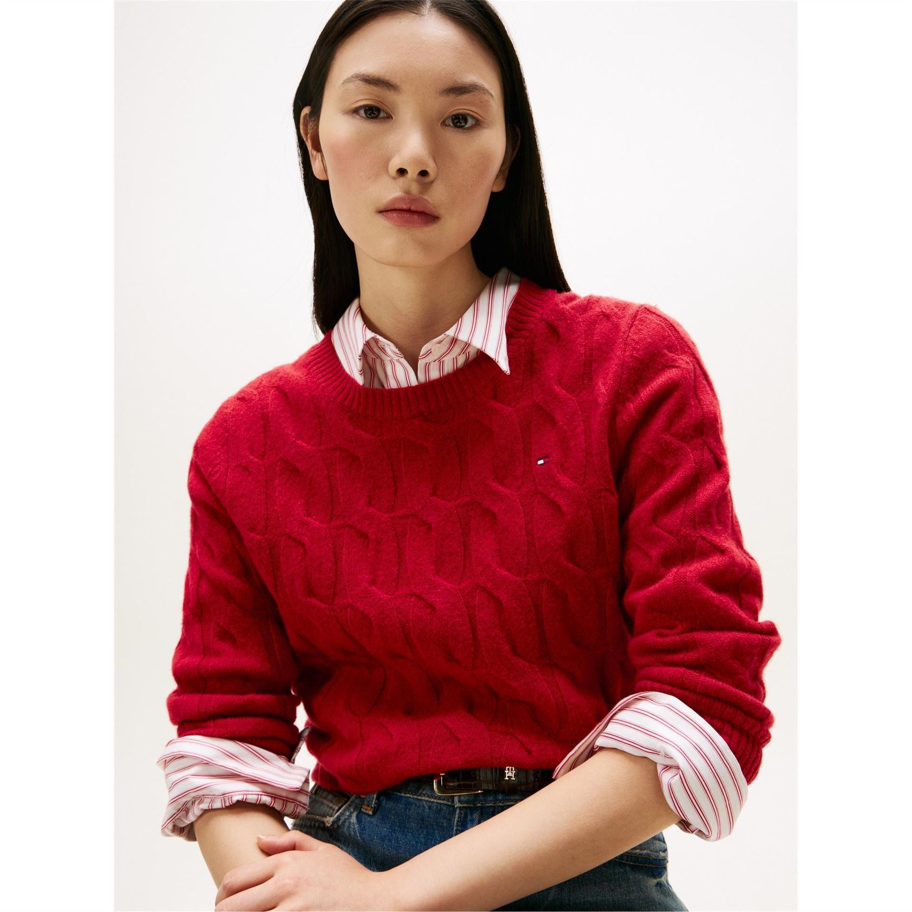 Tommy Hilfiger Cable Crew Neck Long Sleeve Sweater