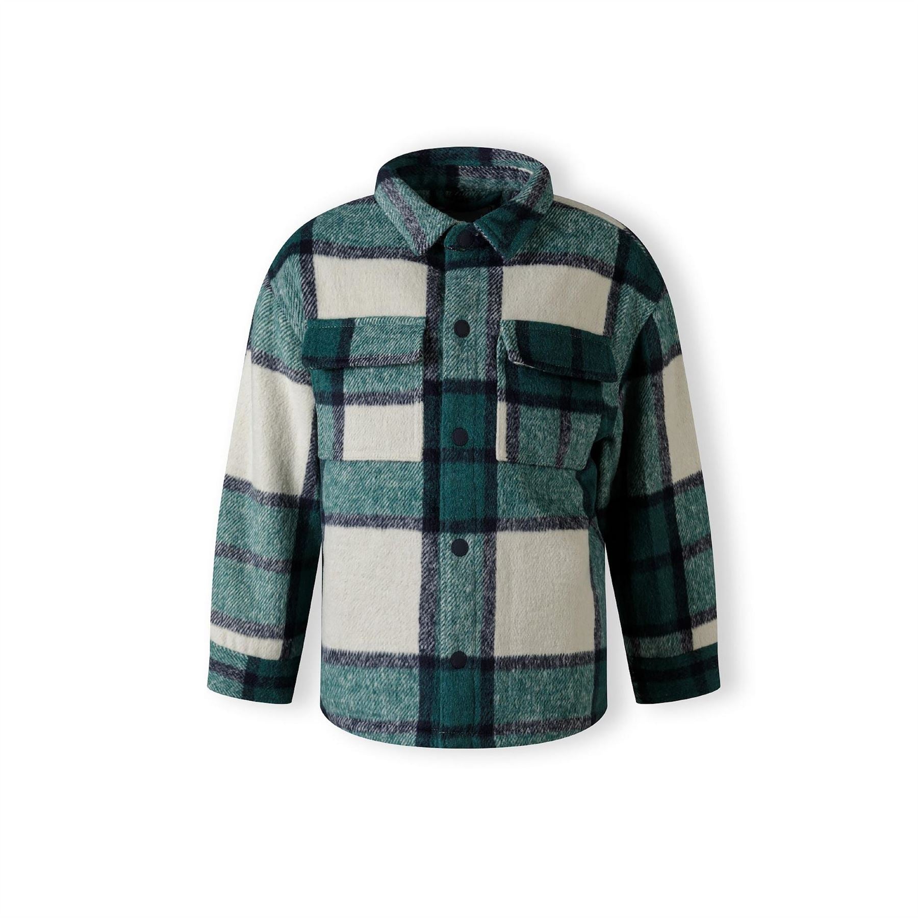 Minoti Boys Padded Shirt Jacket Wool Blend Green