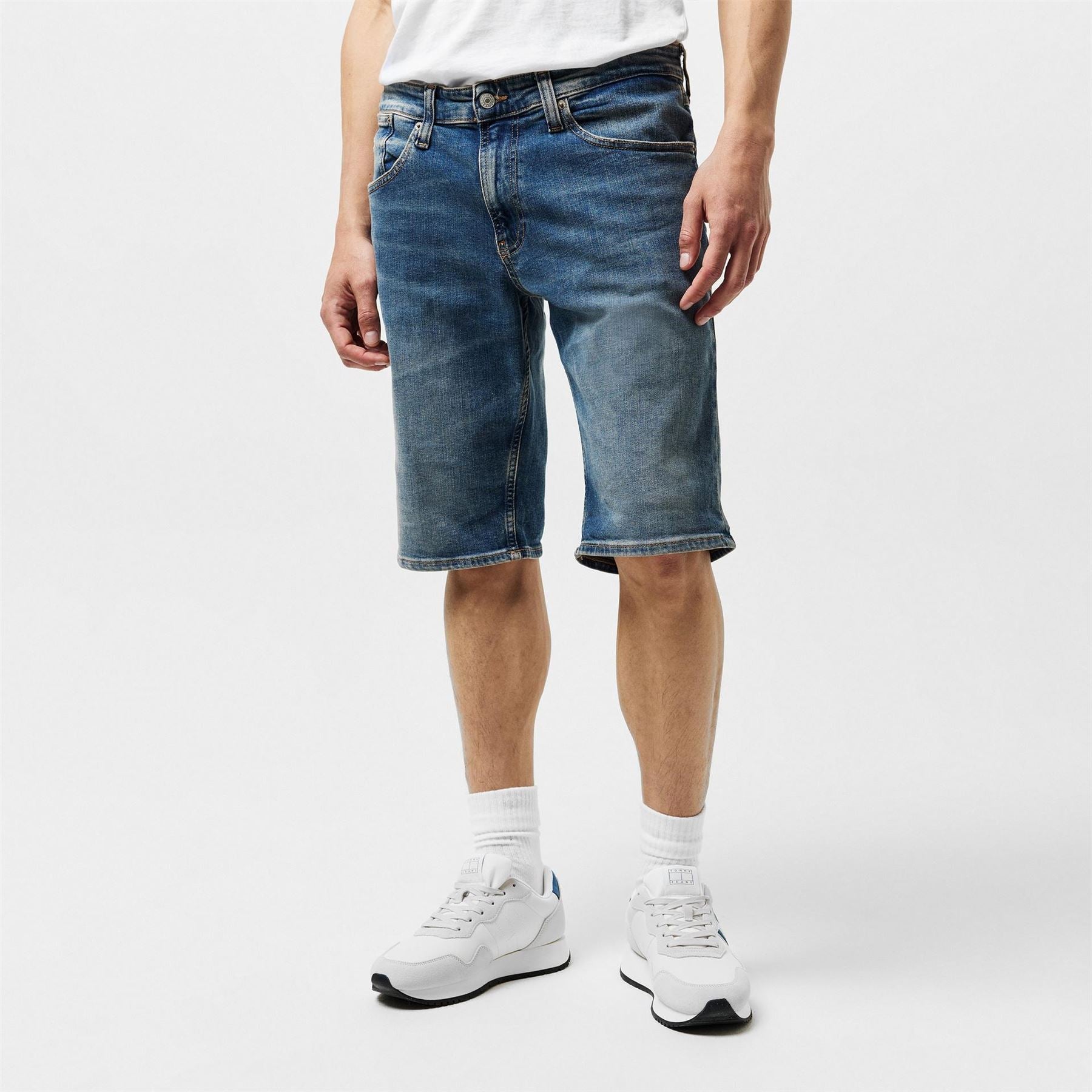 Tommy Jeans Denim Bermuda Shorts Solid Patterned