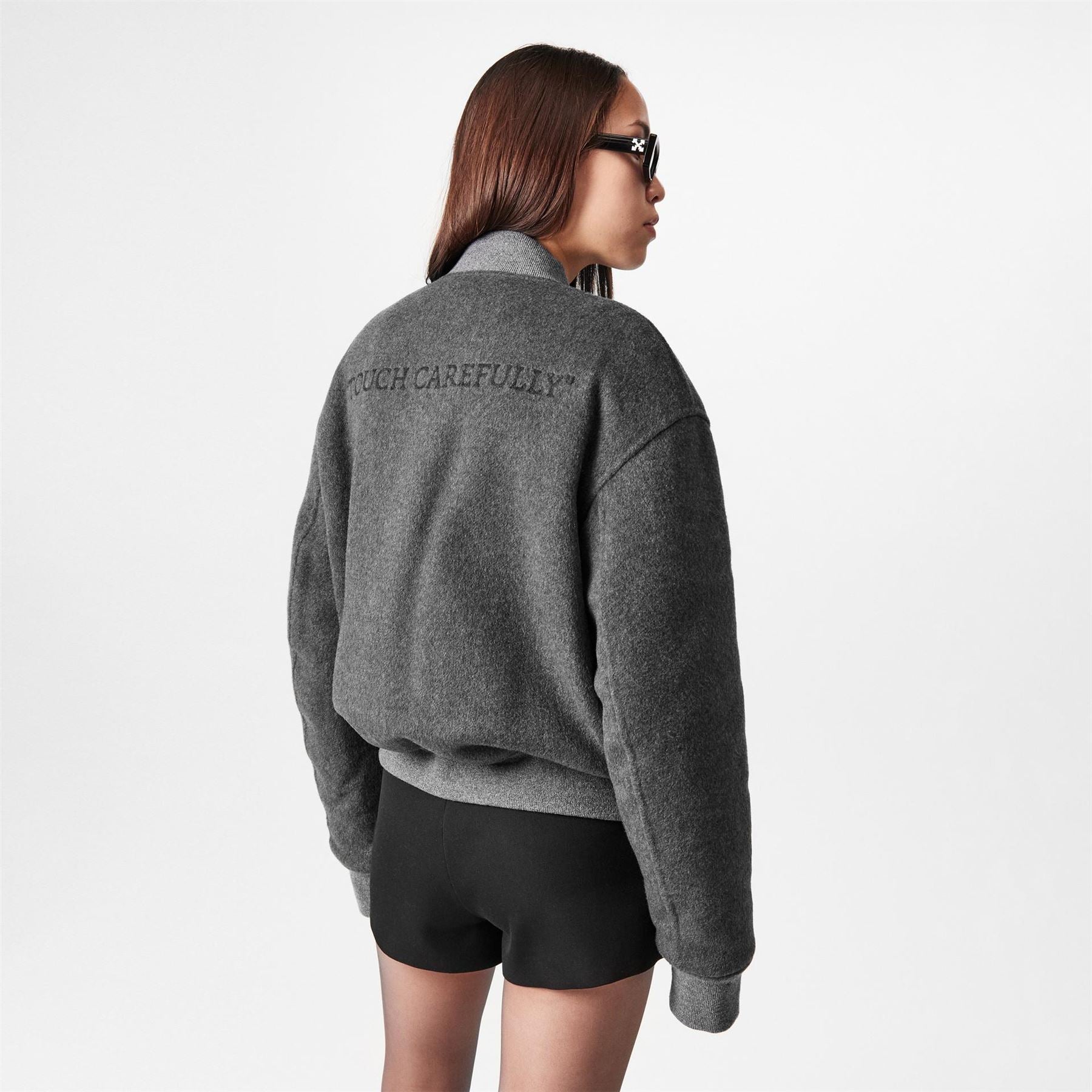 Off White Quote Embroidered Bomber Jacket
