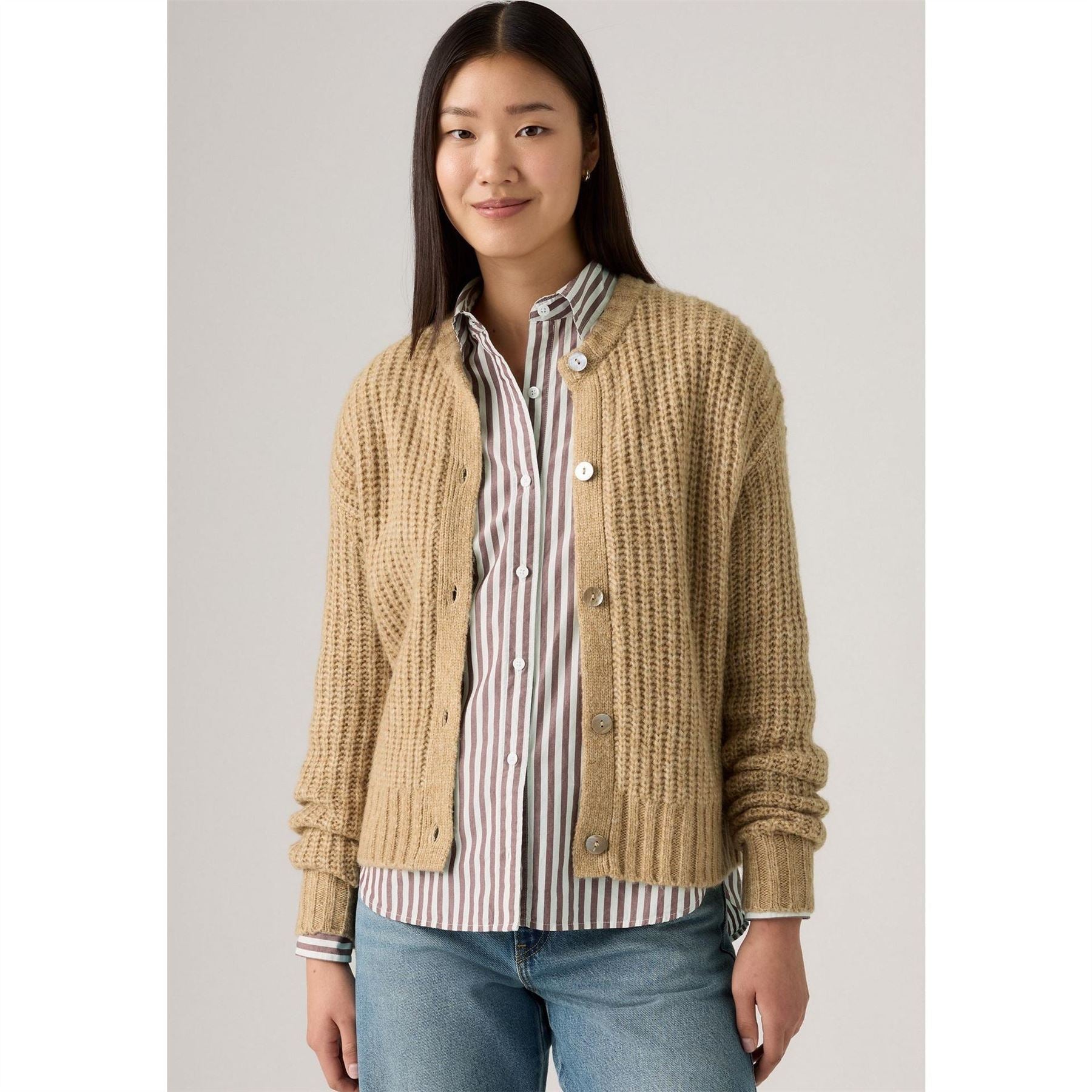 Levis Luna Button Placket Crew Neck Long Sleeve Sweater