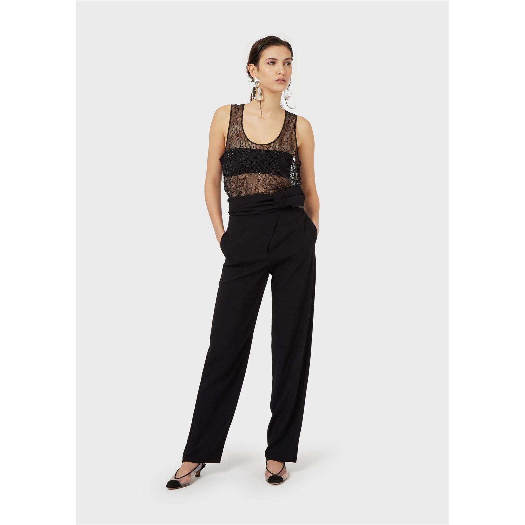 Emporio Armani Slinky Diamante Cut Out Tank Top