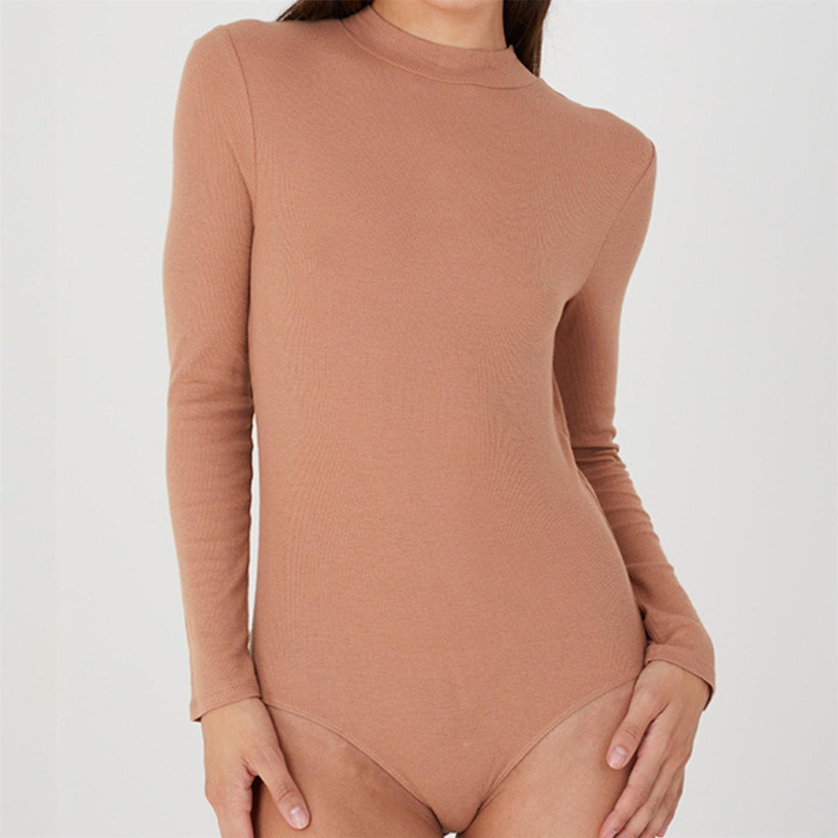 Brave Soul Womens High Neck Bodysuit With Long Sleeves