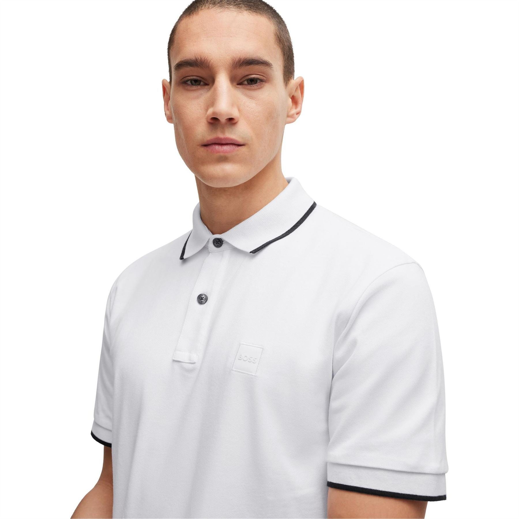 Boss Orange Pique Short Sleeve Polo Shirt With Logo Detail