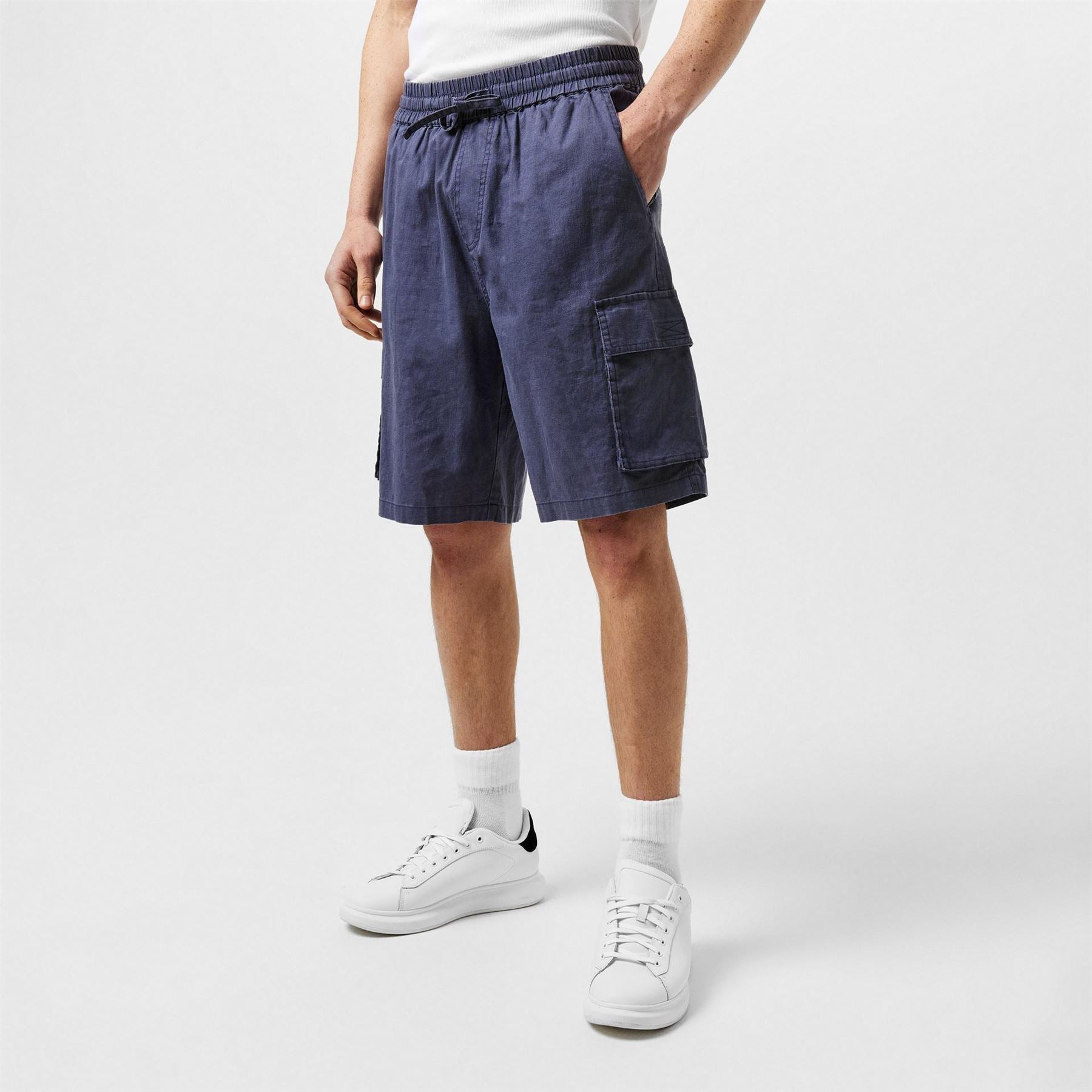 Jack Wills Linen Cargo Shorts with Elasticated Waistband