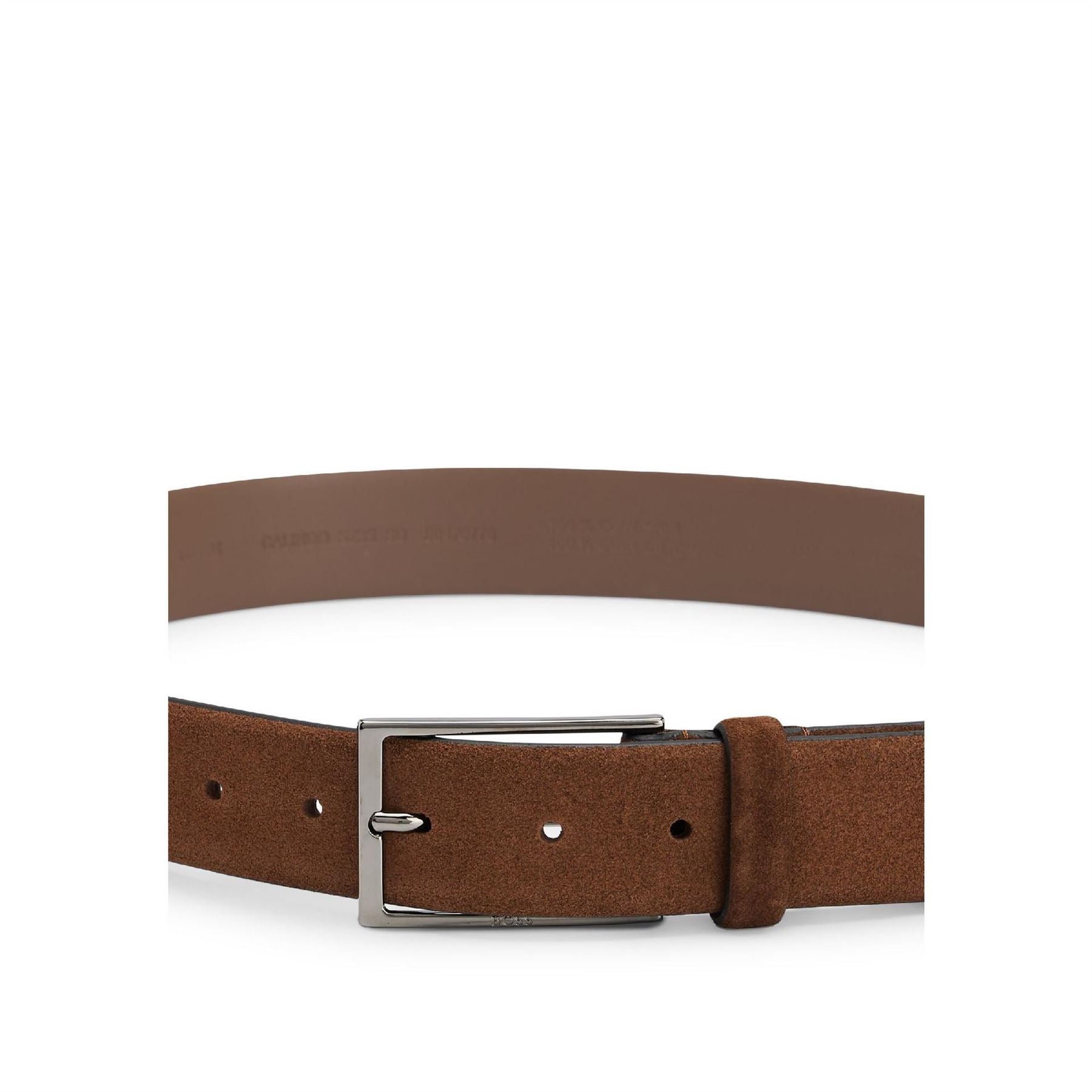 Boss Leather Pin Buckle Belt with Metal Logo