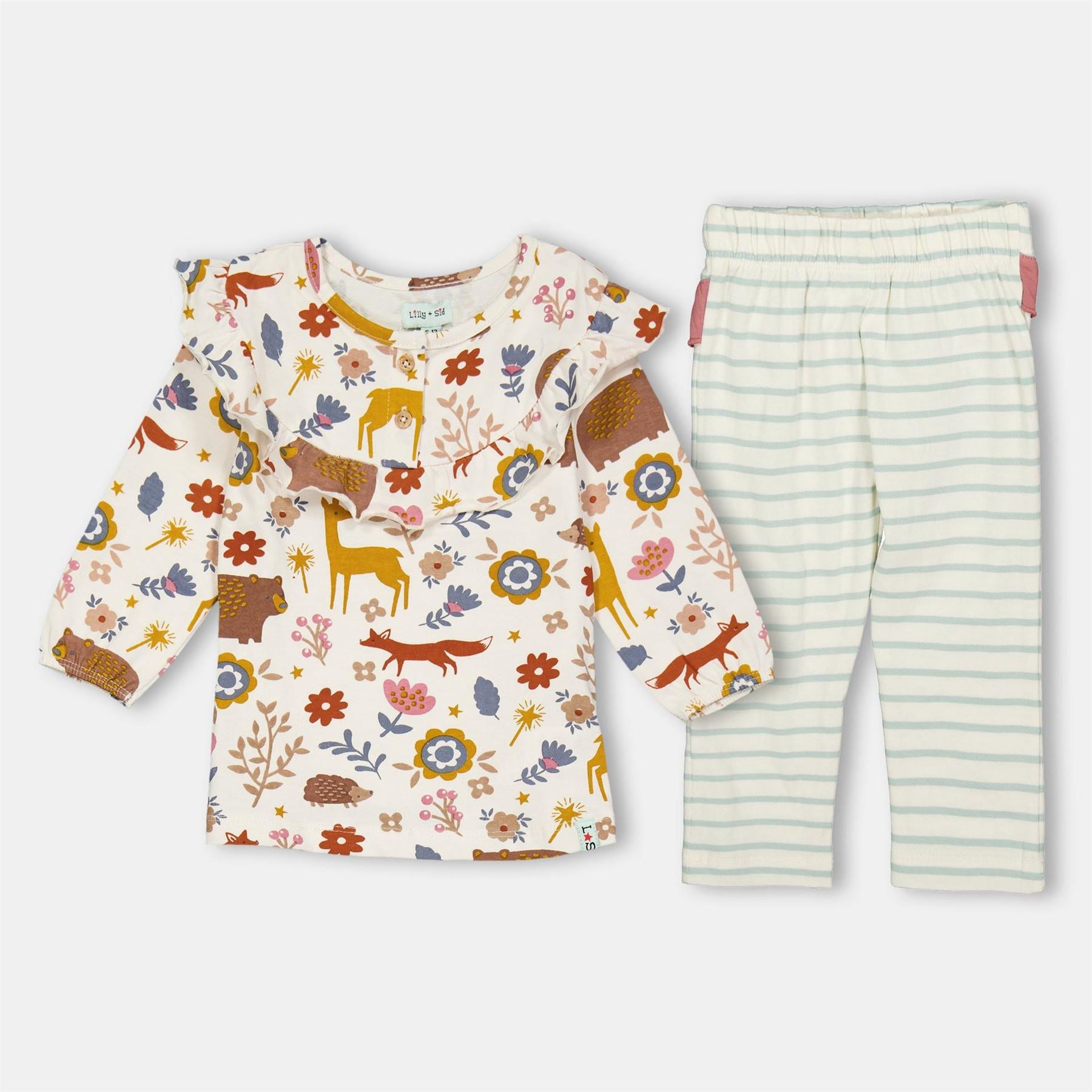 Lilly and Sid Animal Print Crew Neck Long Sleeve Shirt Legging Coord Set