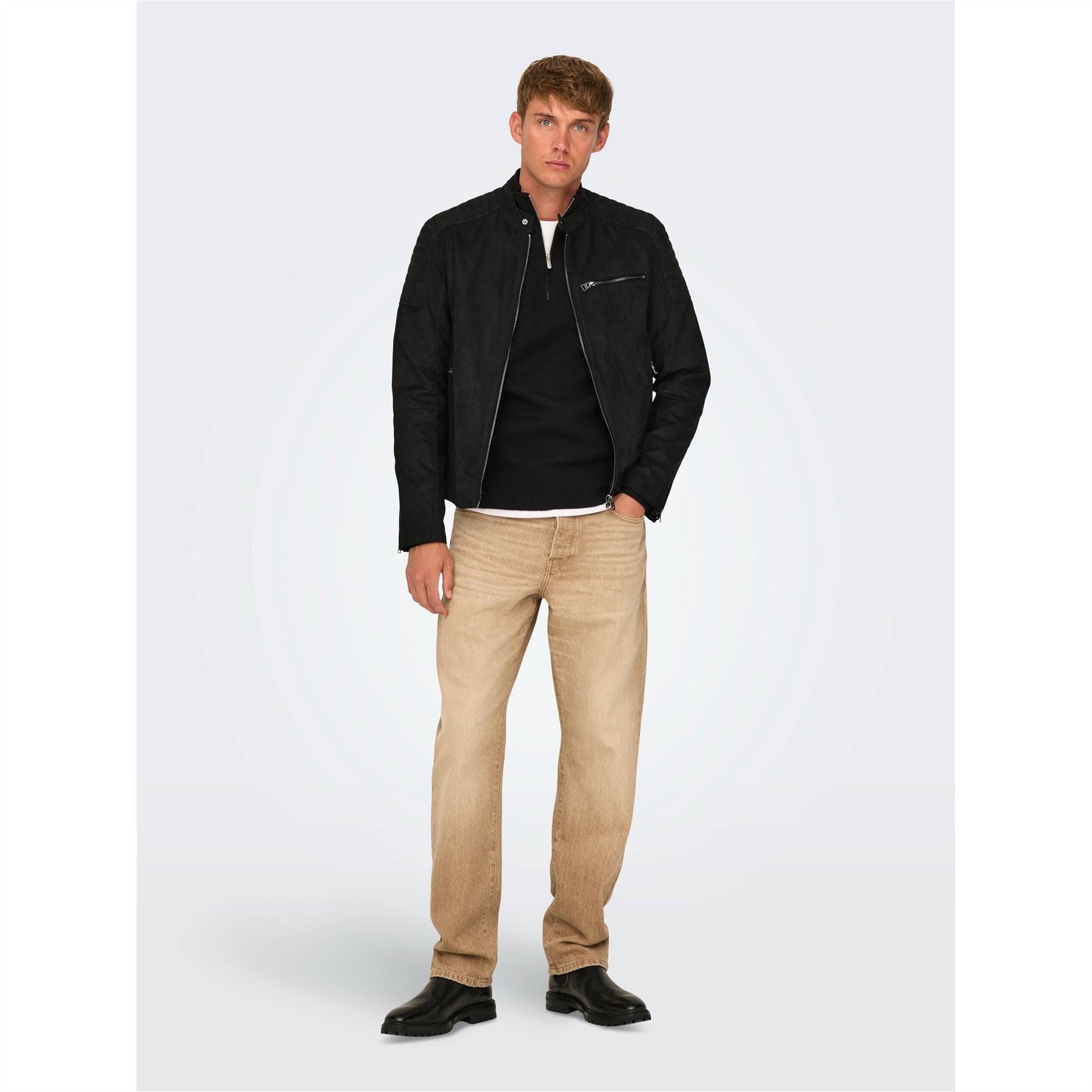 Only Solid Patterned Bike Jacket with Zipped Pocket