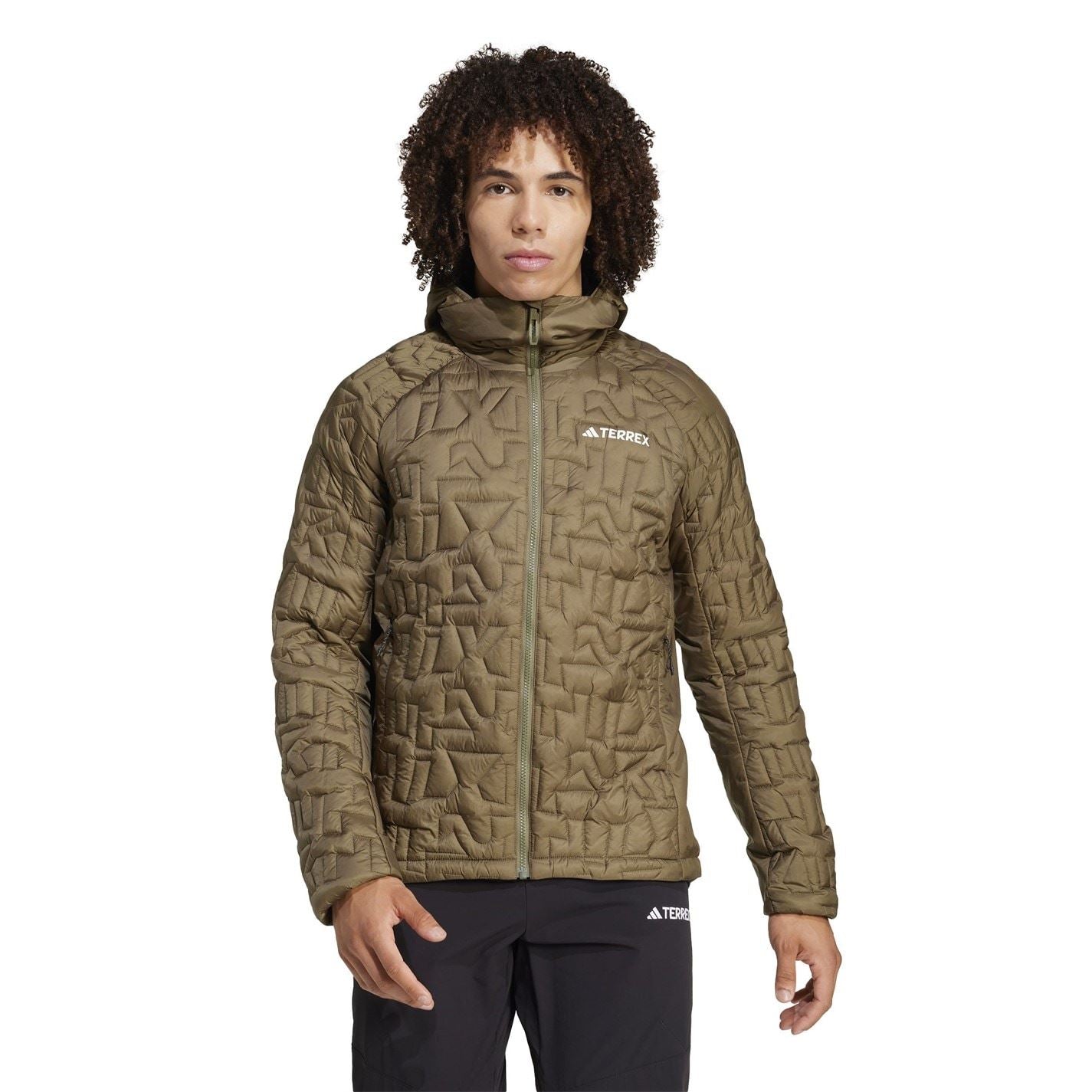 adidas XPR Geometric Patterned Hooded Puffer Jacket